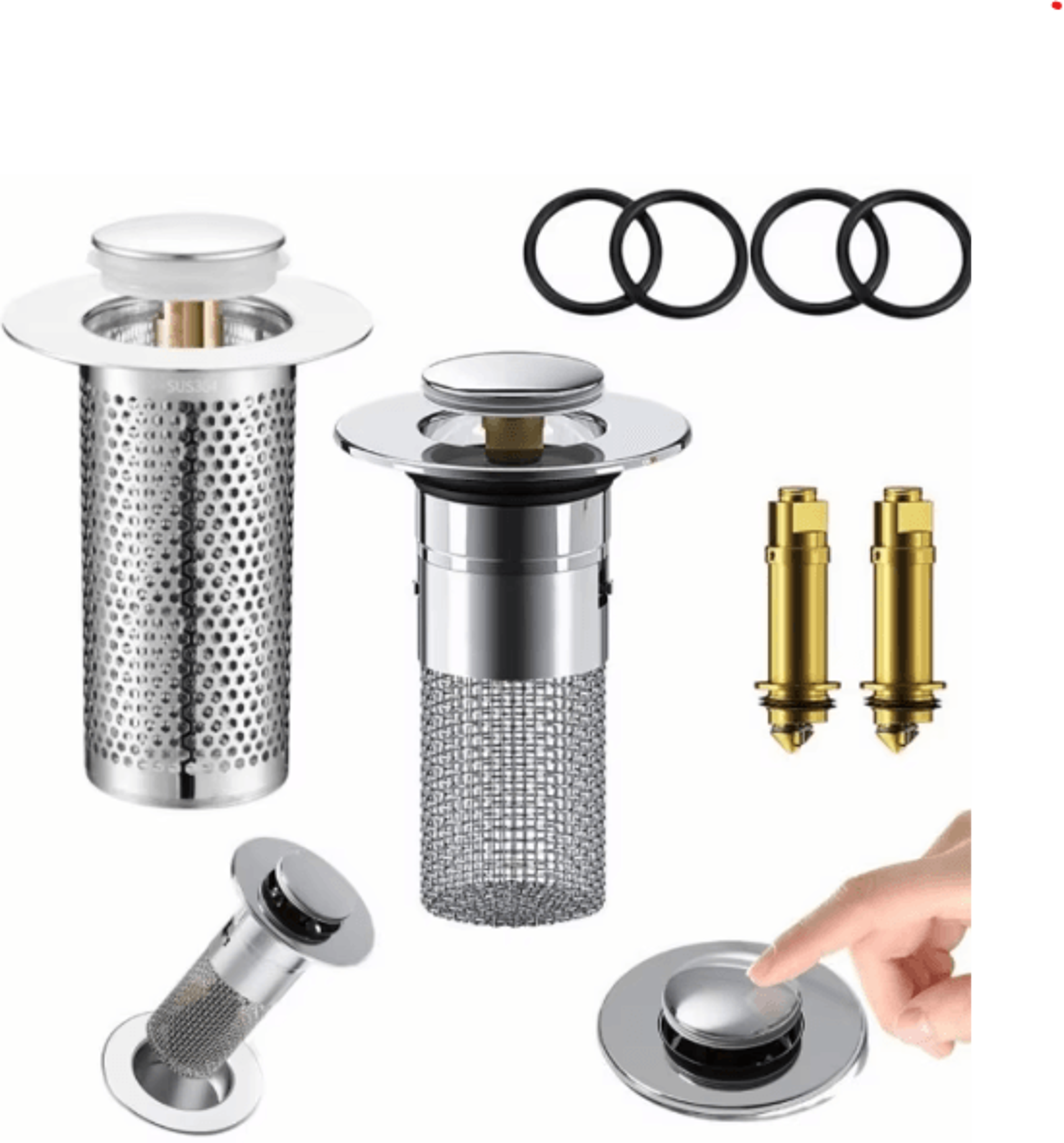 stainless steel pop-up drain stopper – anti-odor hair catcher filter