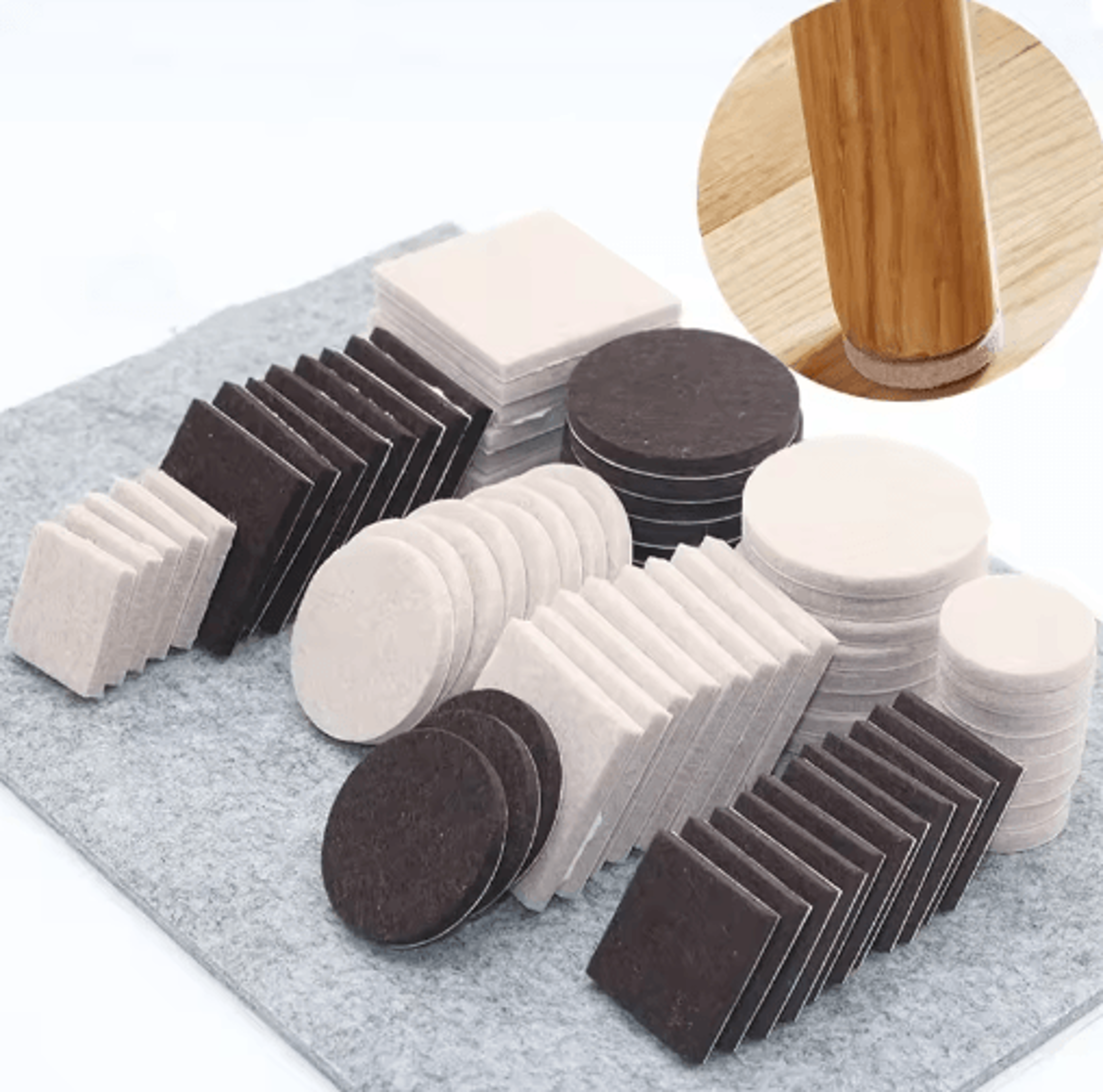 18–128pcs self-adhesive felt furniture pads – floor & chair leg protectors