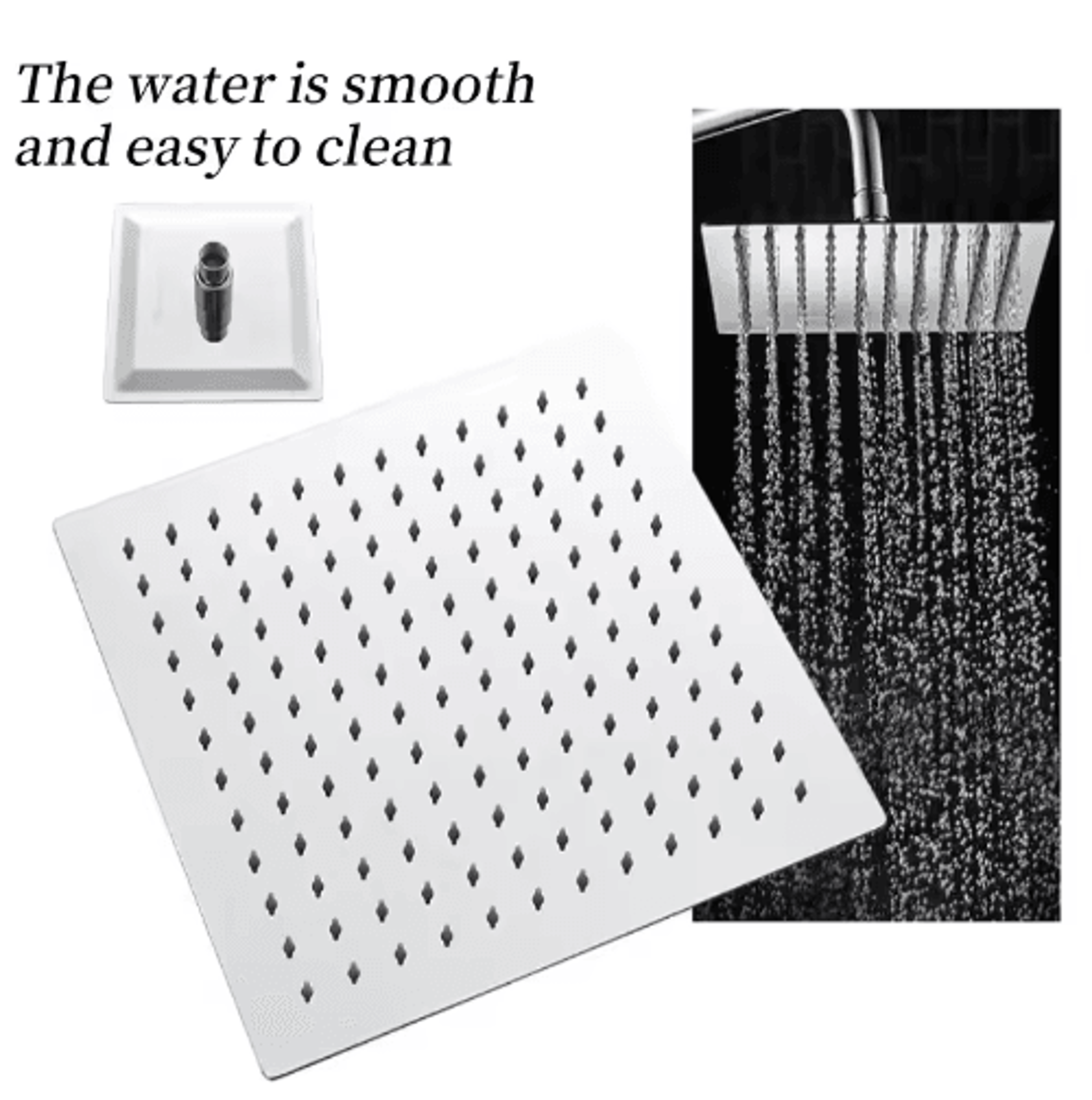 stainless steel square rainfall shower head – high-pressure water-saving sprayer