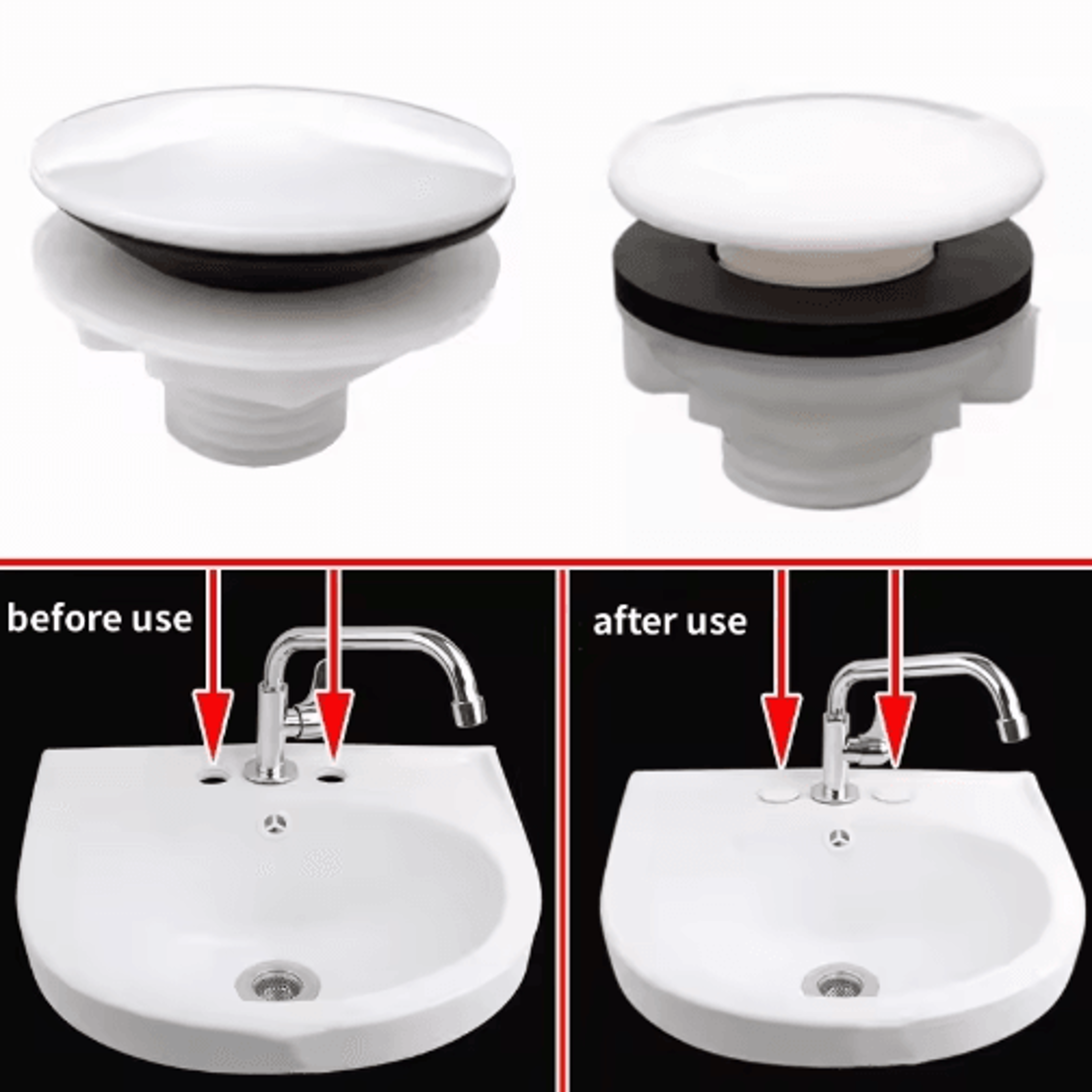 white sink hole cover – tap aperture blanking plug & stopper
