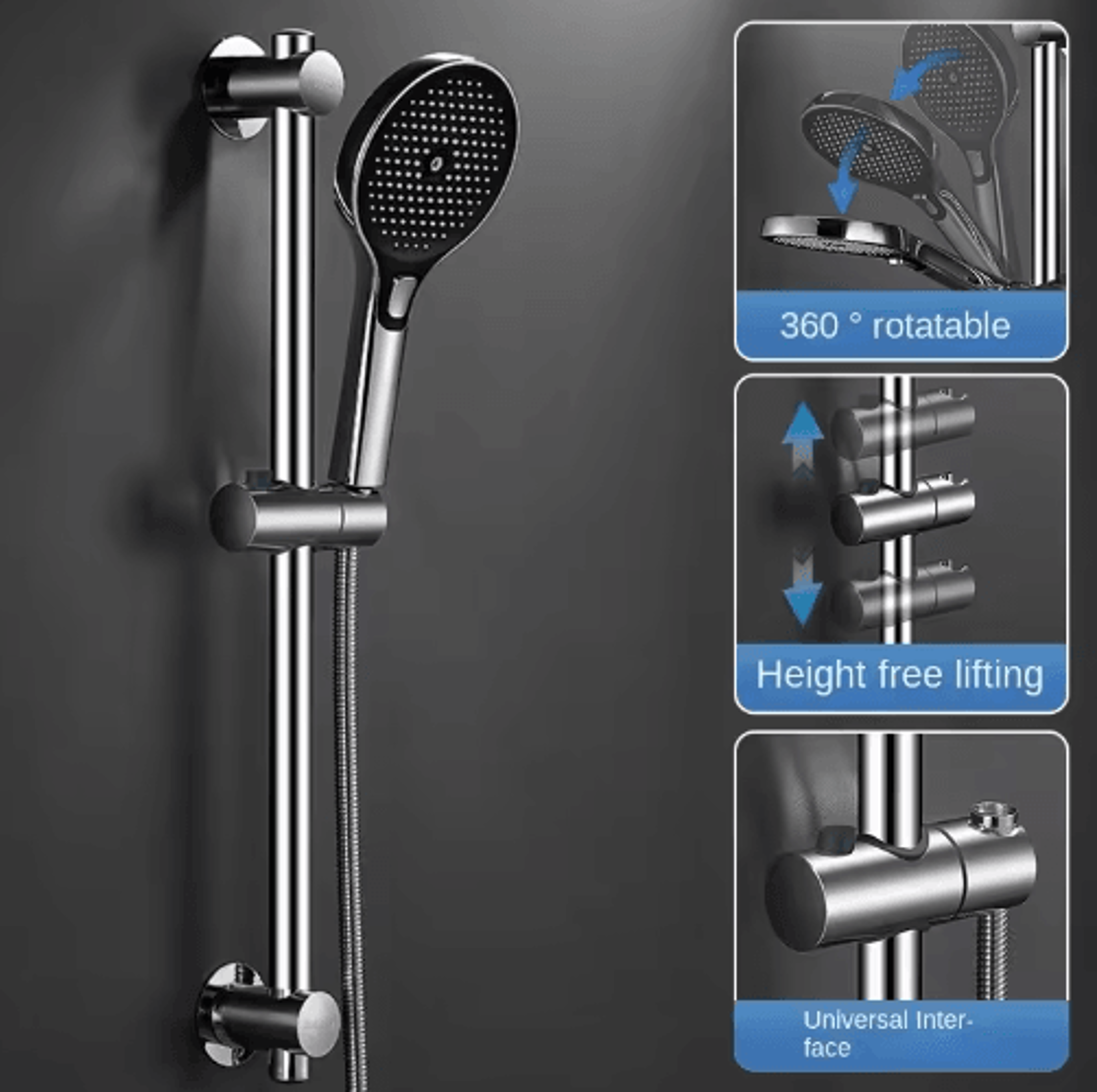 adjustable shower slide bar – wall-mounted hand shower rail holder