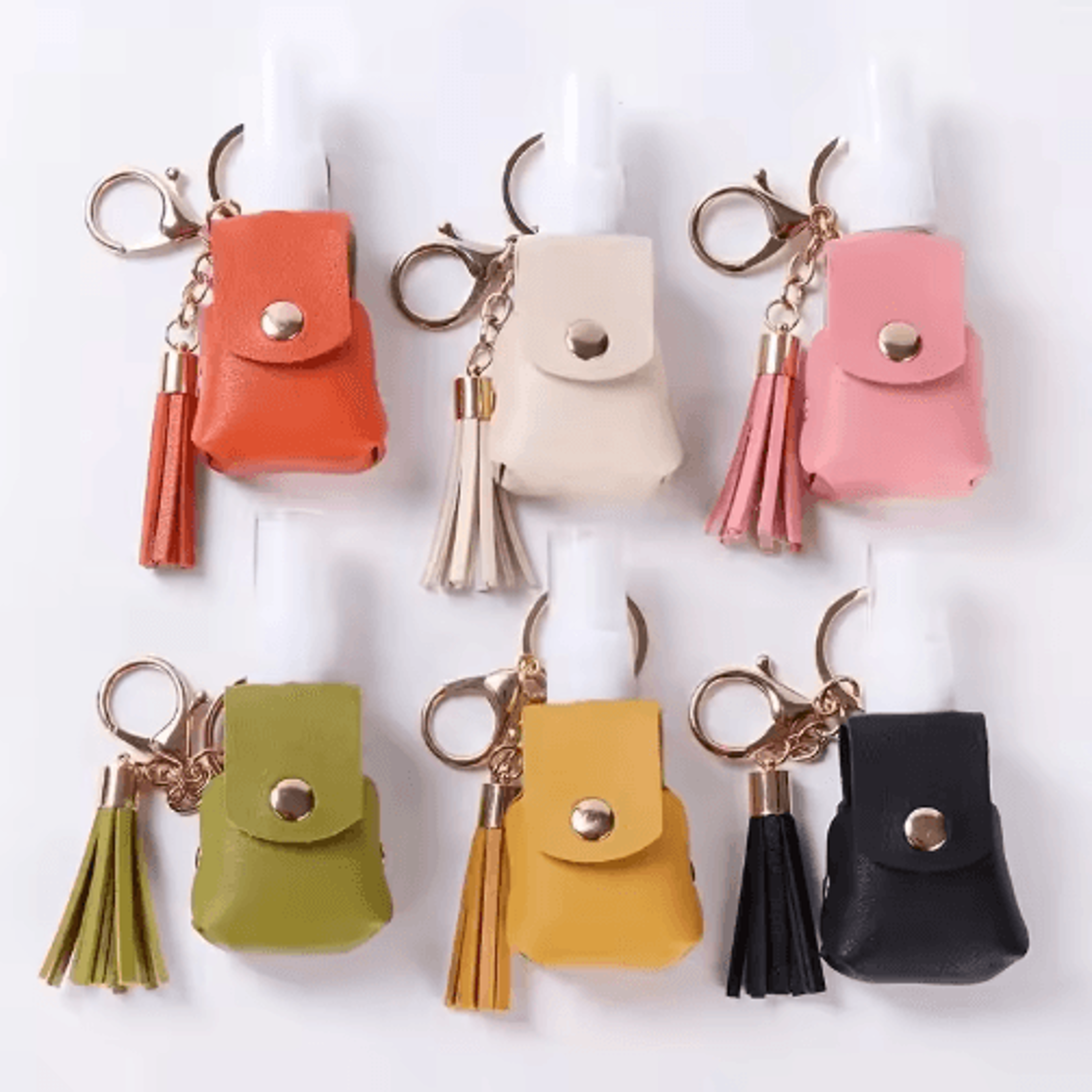 1oz hand sanitizer holder keychain – refillable travel bottle with hook