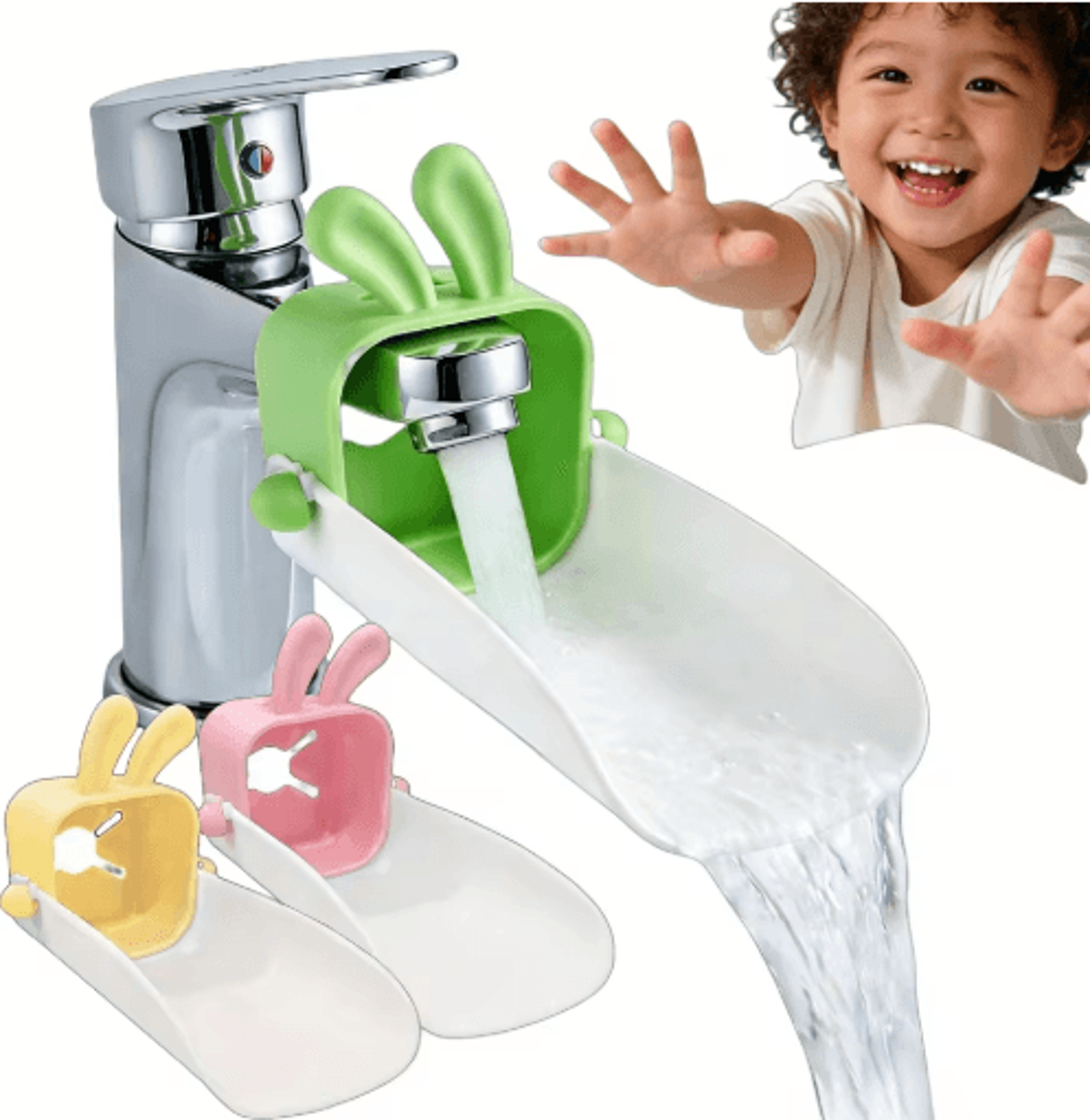 rabbit faucet extender for kids – anti-splash handwashing helper