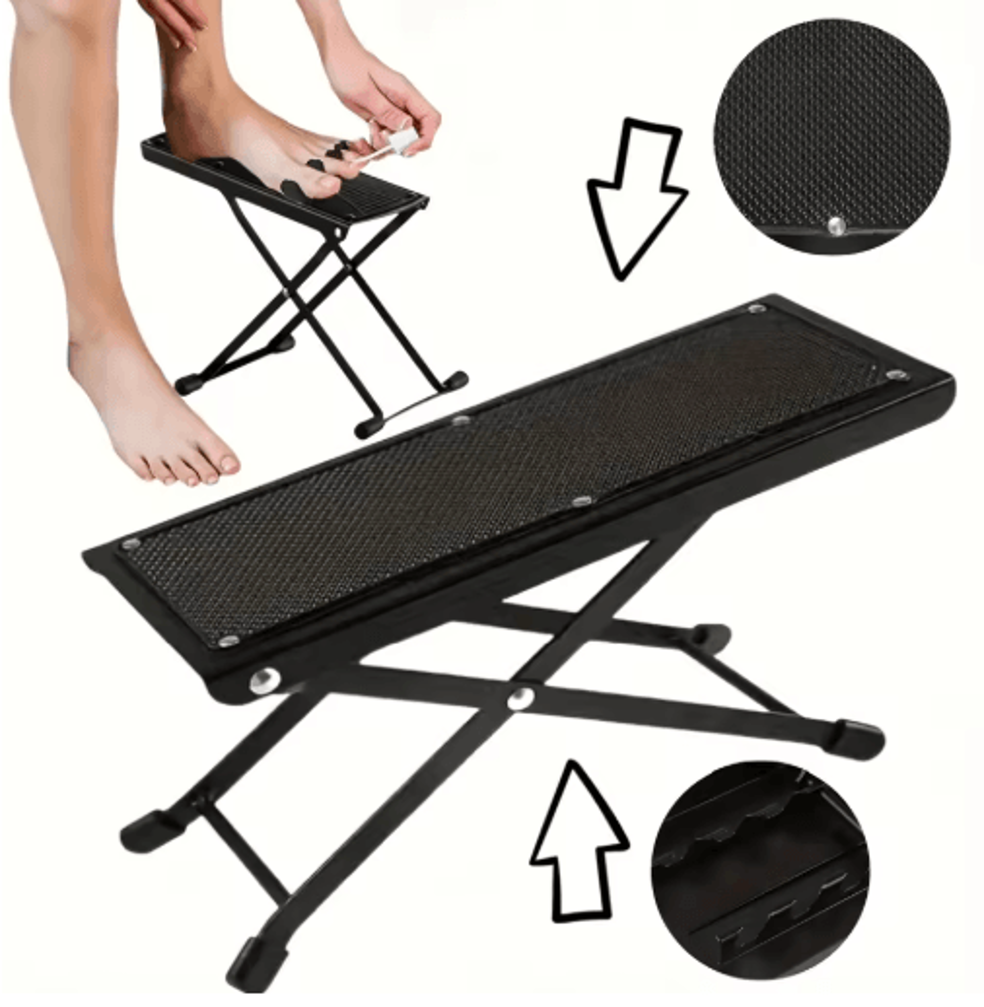 adjustable folding pedicure footrest – 4-level nail care stand