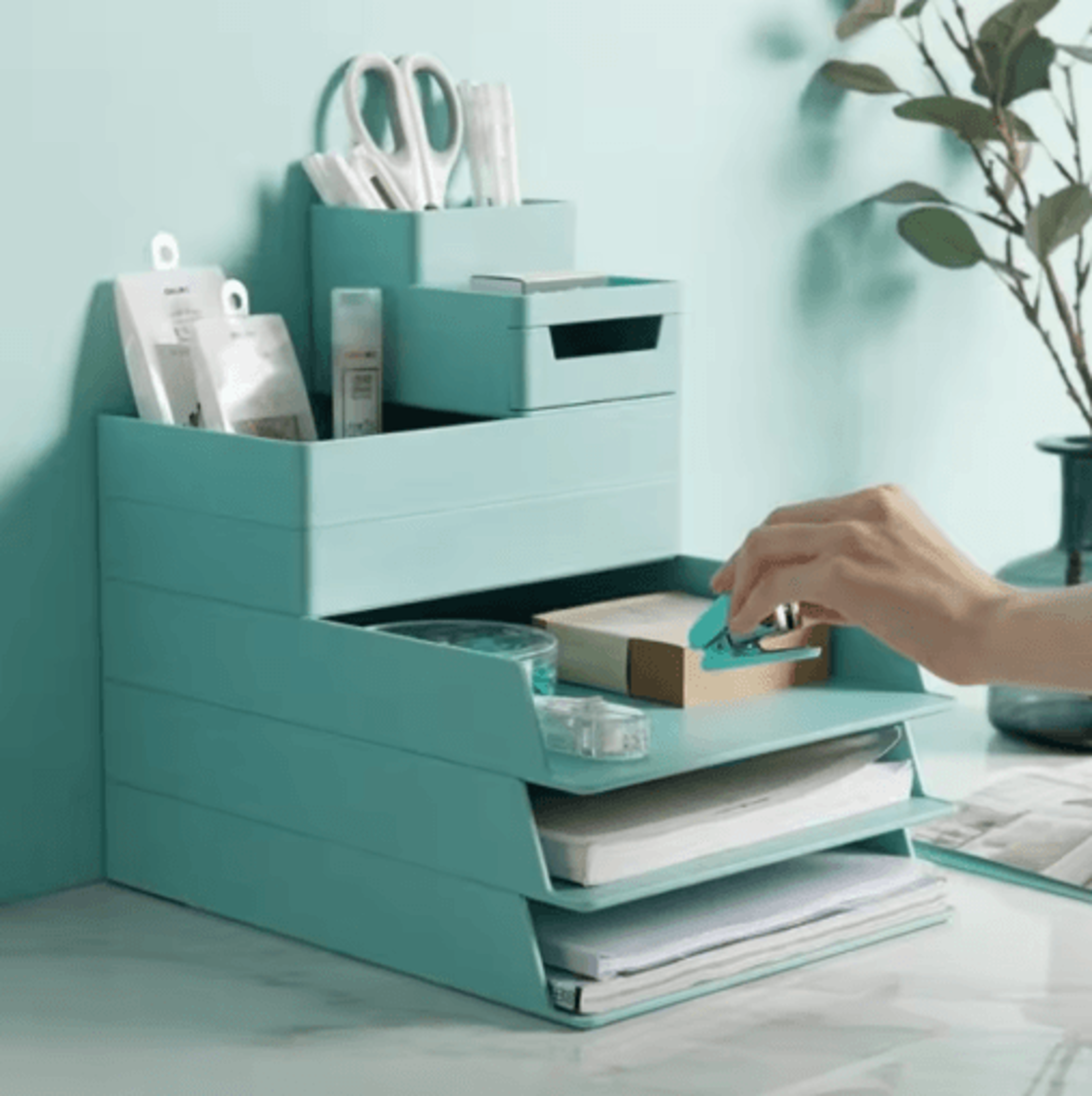 multifunctional desktop storage organizer – stationery & file tray rack