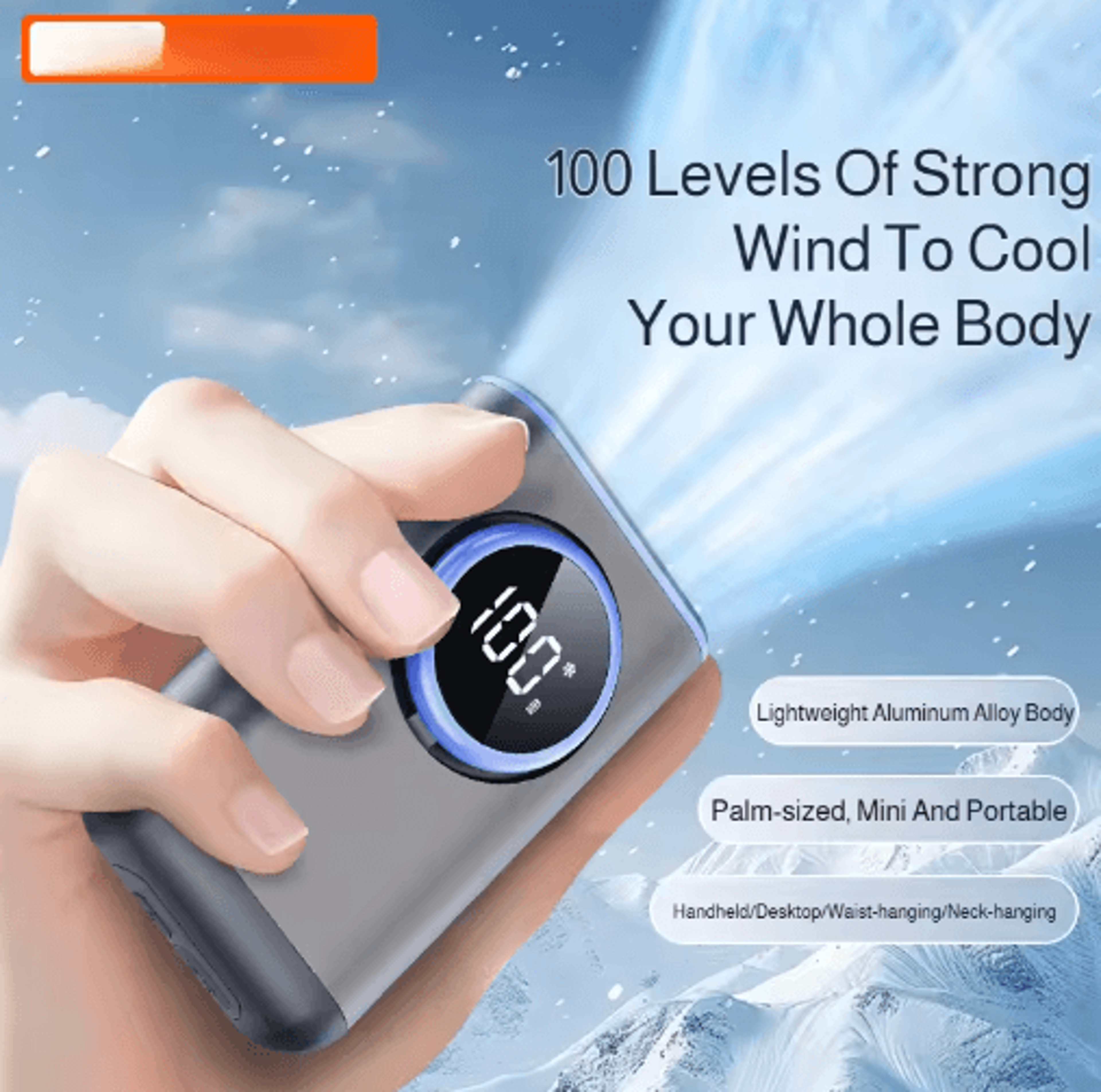 3-in-1 portable rechargeable fan – handheld, neck & waist hanging design