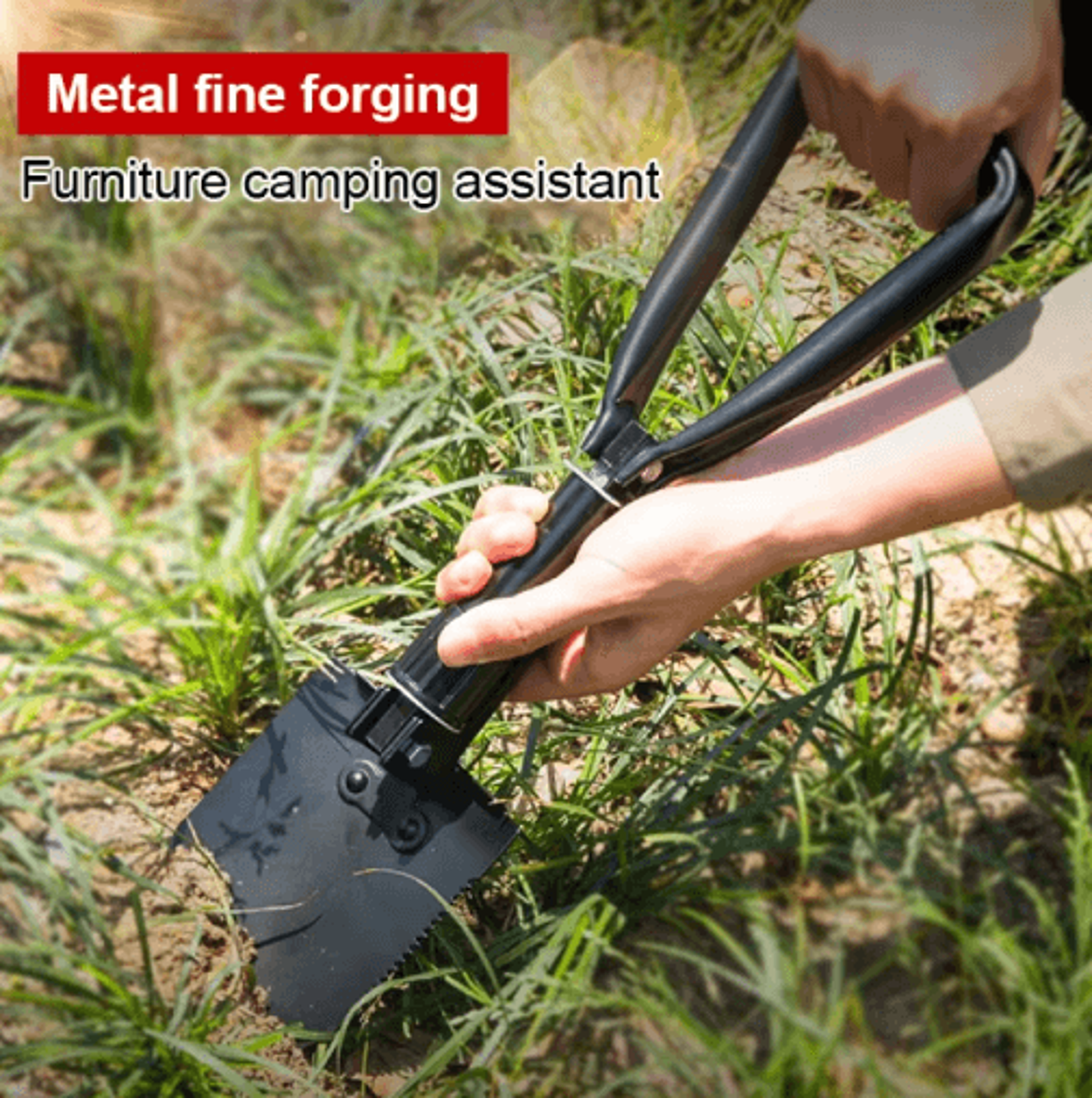 3-in-1 foldable camping shovel – portable outdoor tool with carry bag