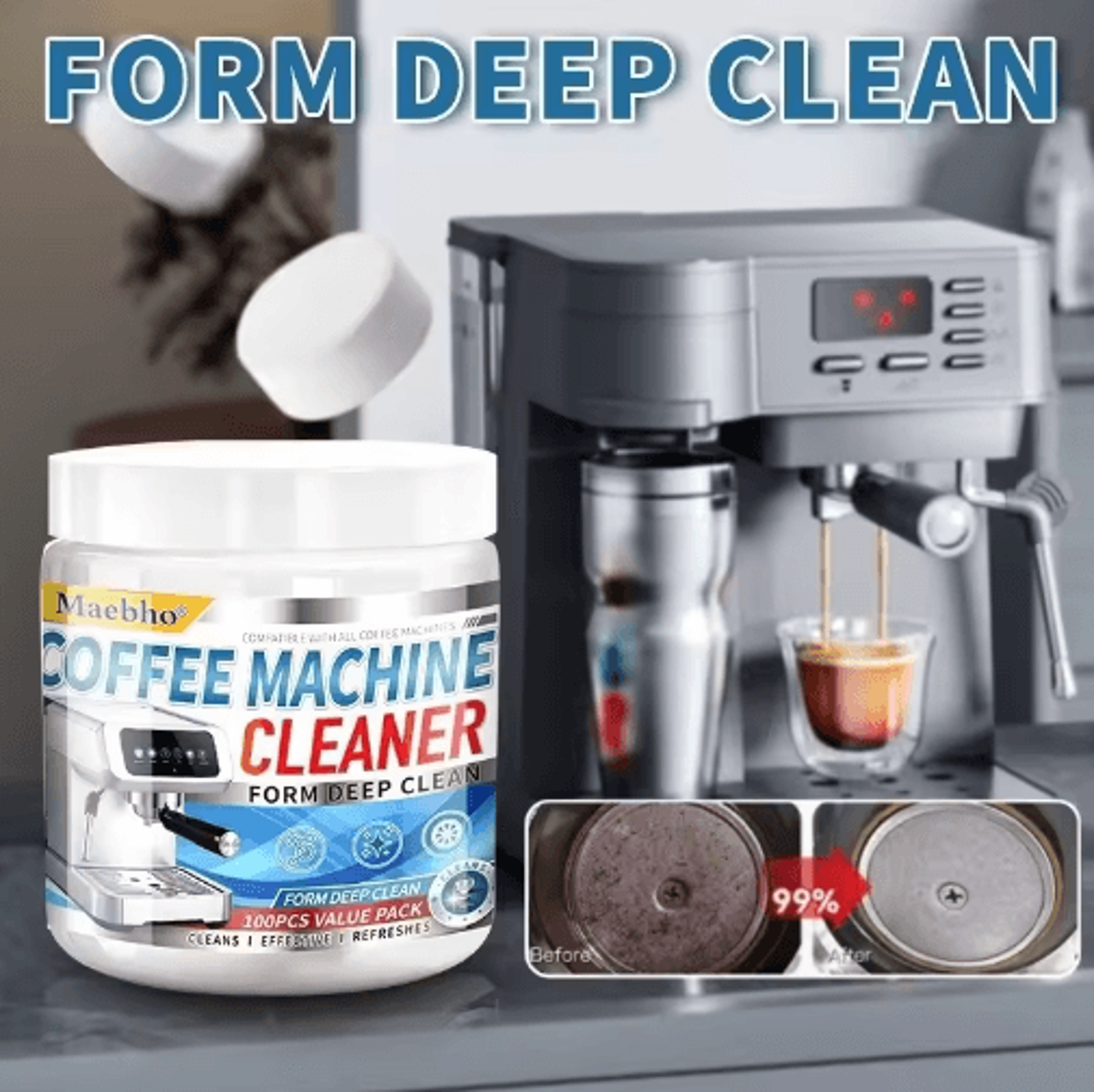 effervescent coffee machine cleaning tablets – descaling & maintenance cleaner