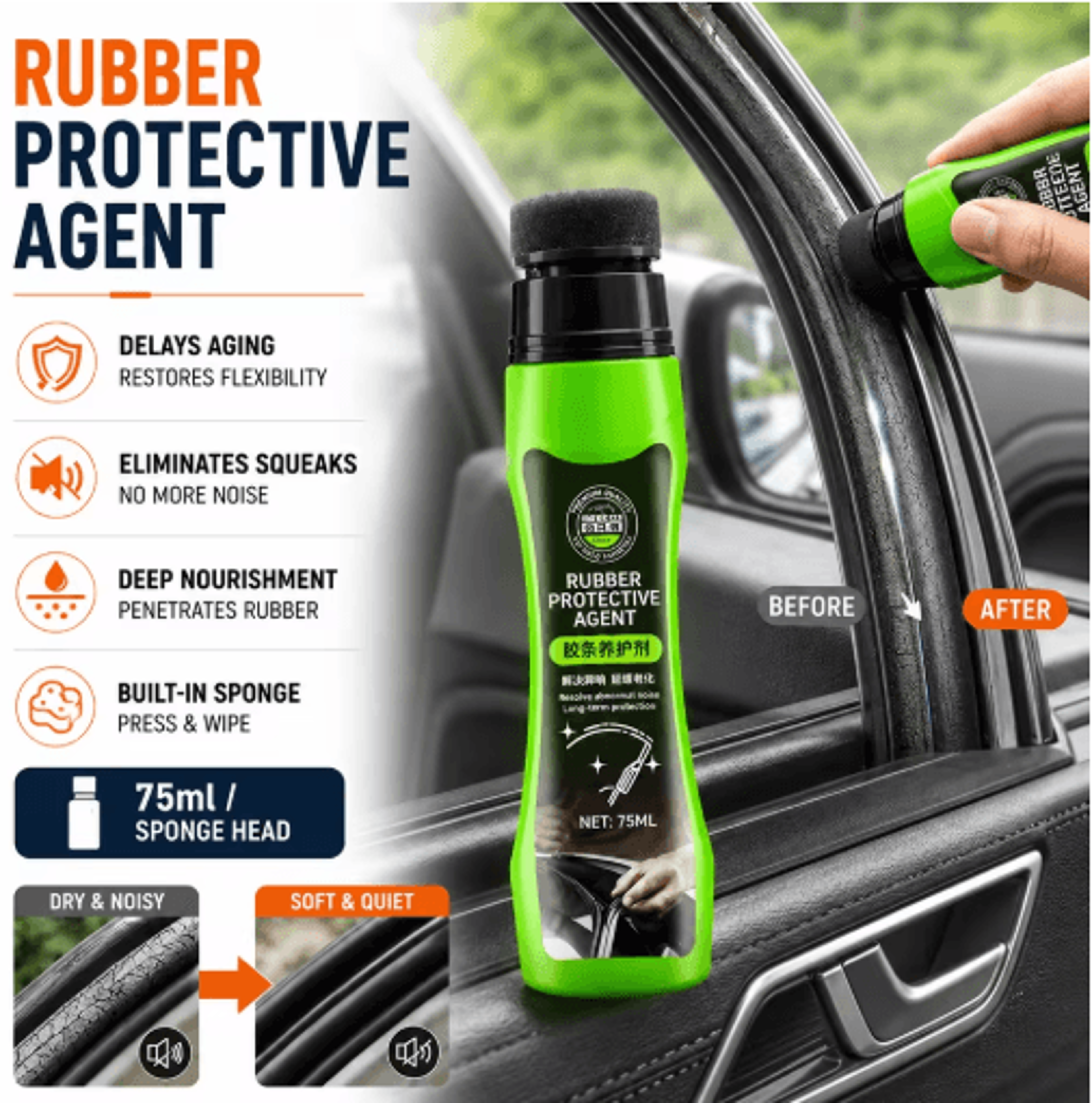 75ml rubber seal conditioner – car door & window weatherstrip care