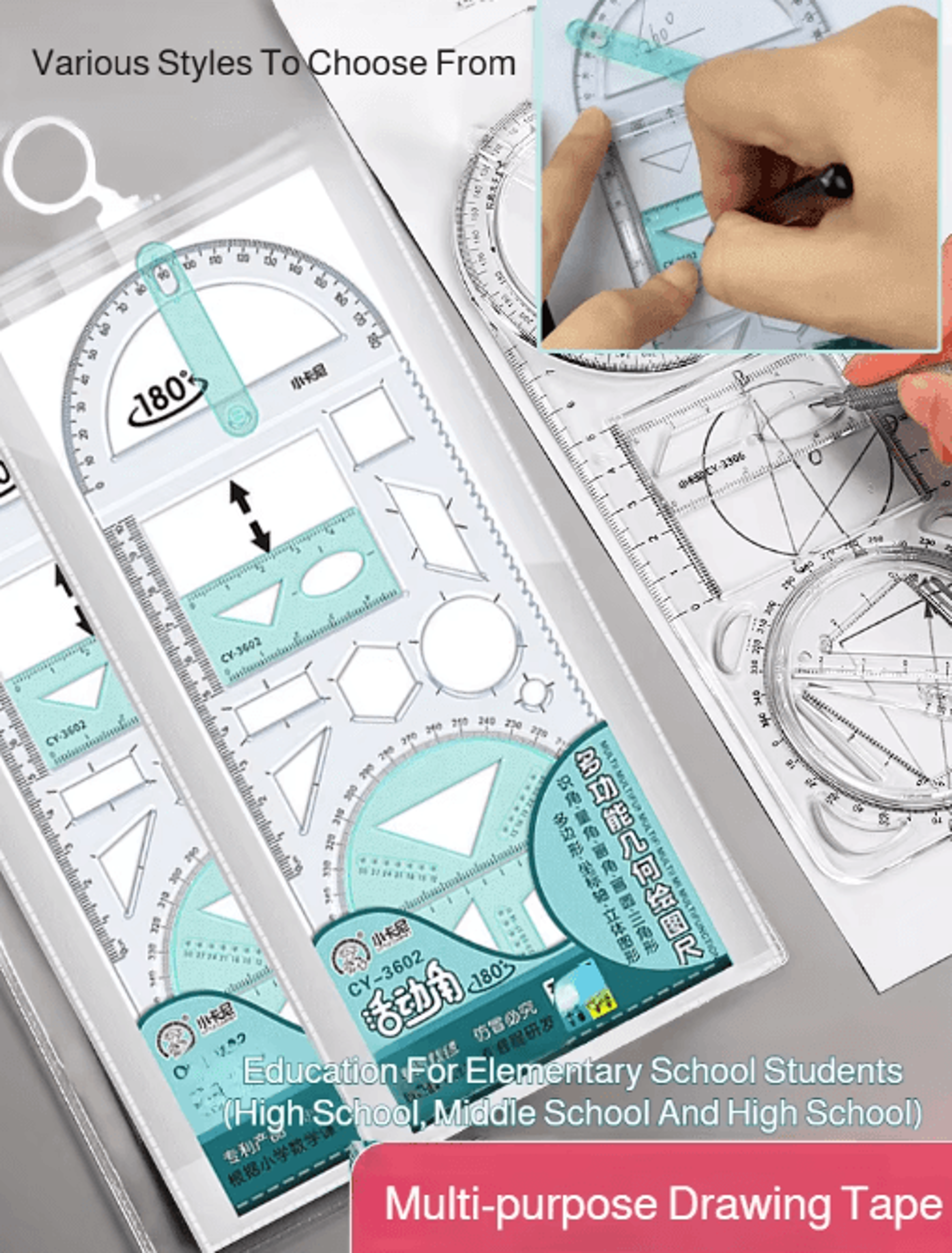multifunctional geometry drawing tool – precision math & design ruler