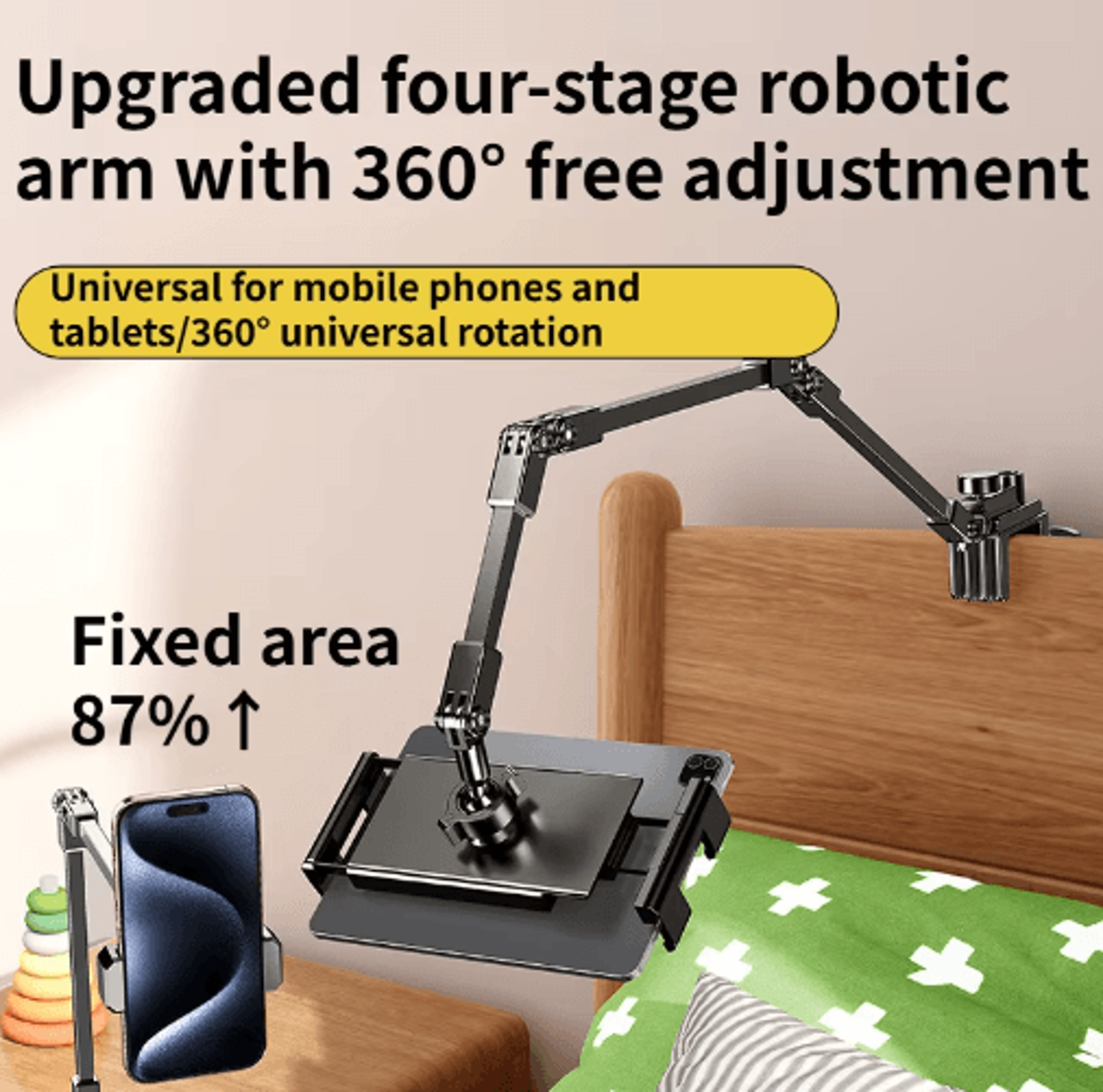 foldable 360° adjustable phone and tablet holder stand