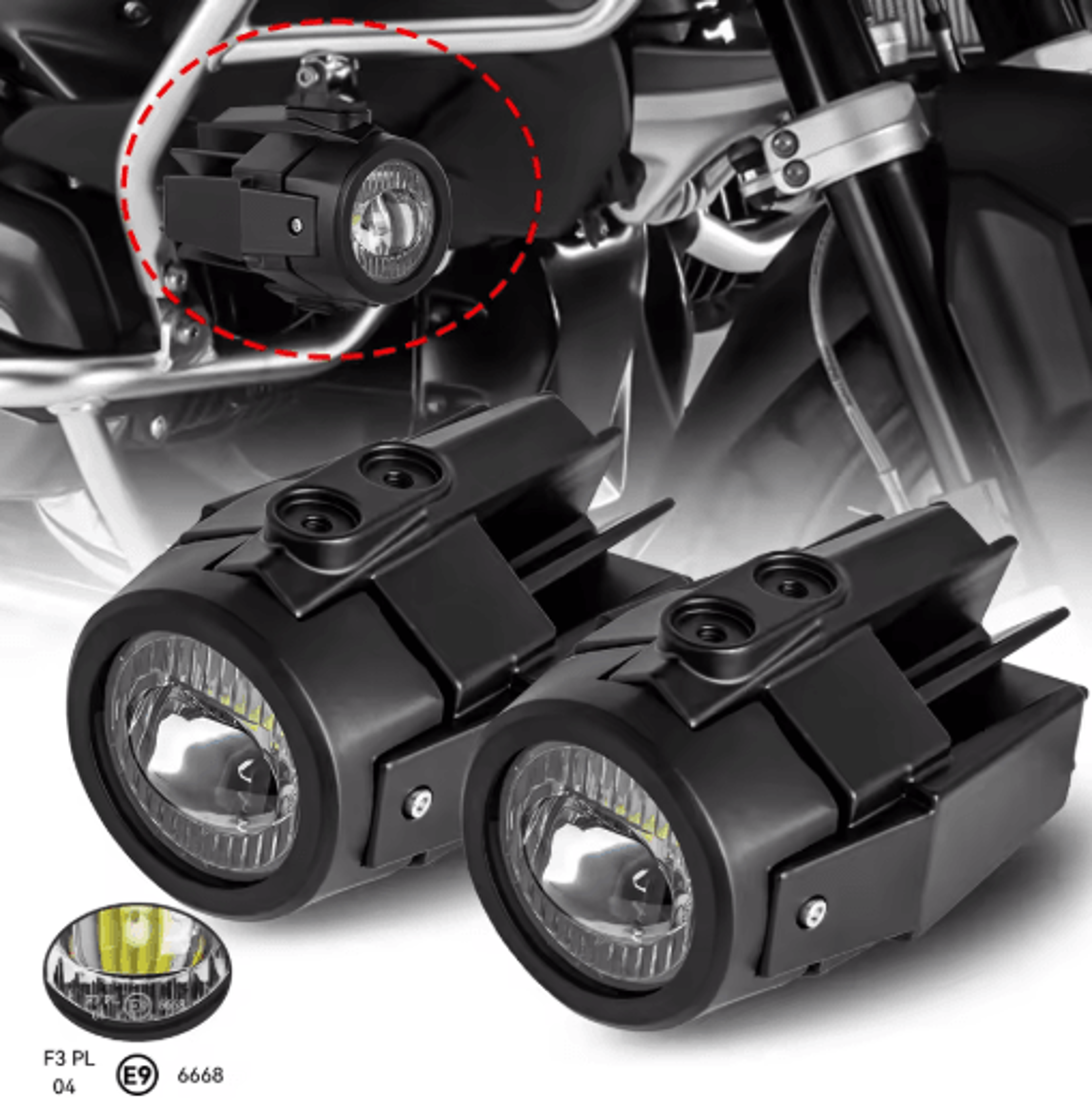 e9 flip-up motorcycle led fog light protector for bmw r1200gs r1250gs