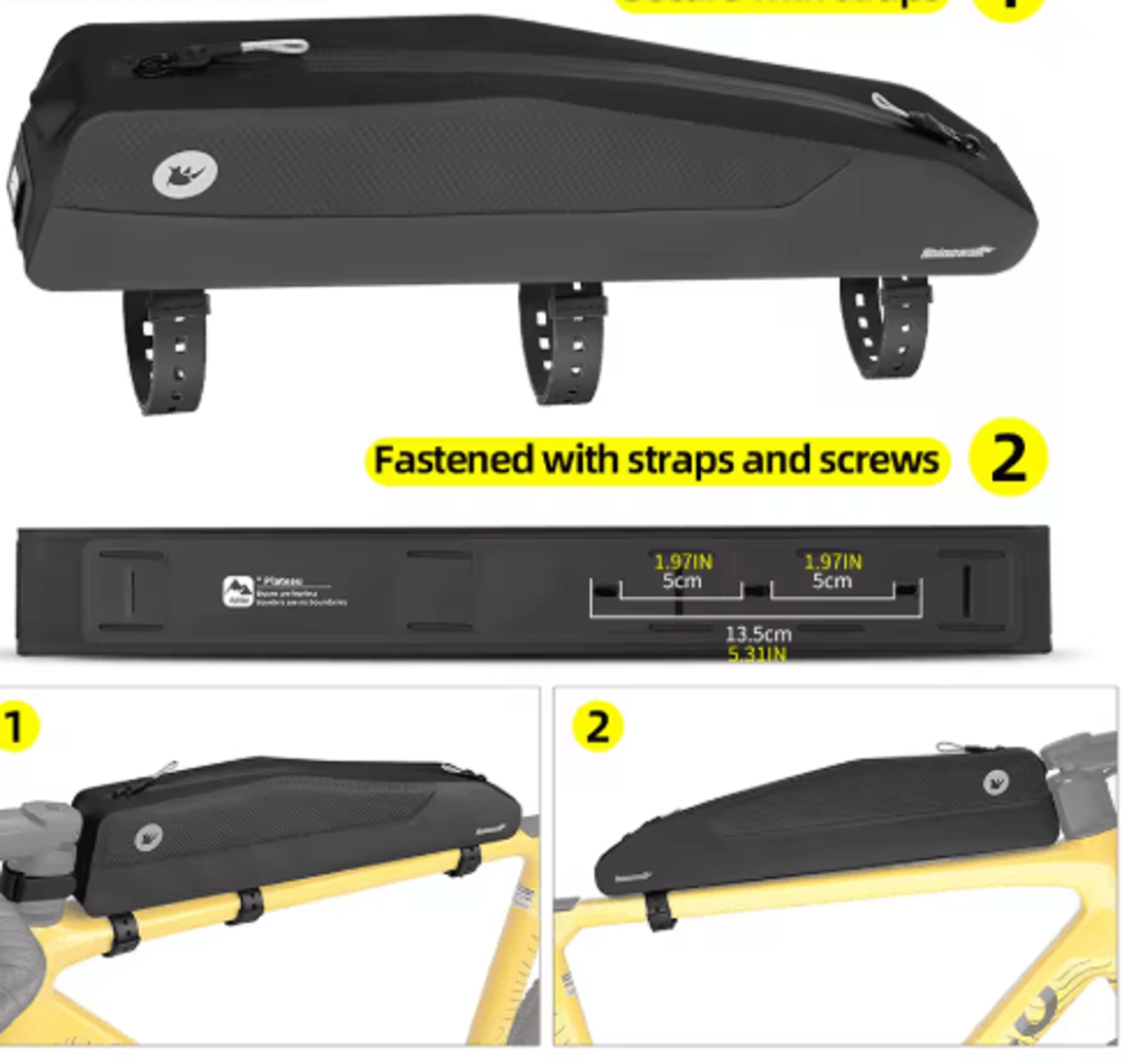 waterproof bicycle top tube bag – paint-safe cycling frame storage