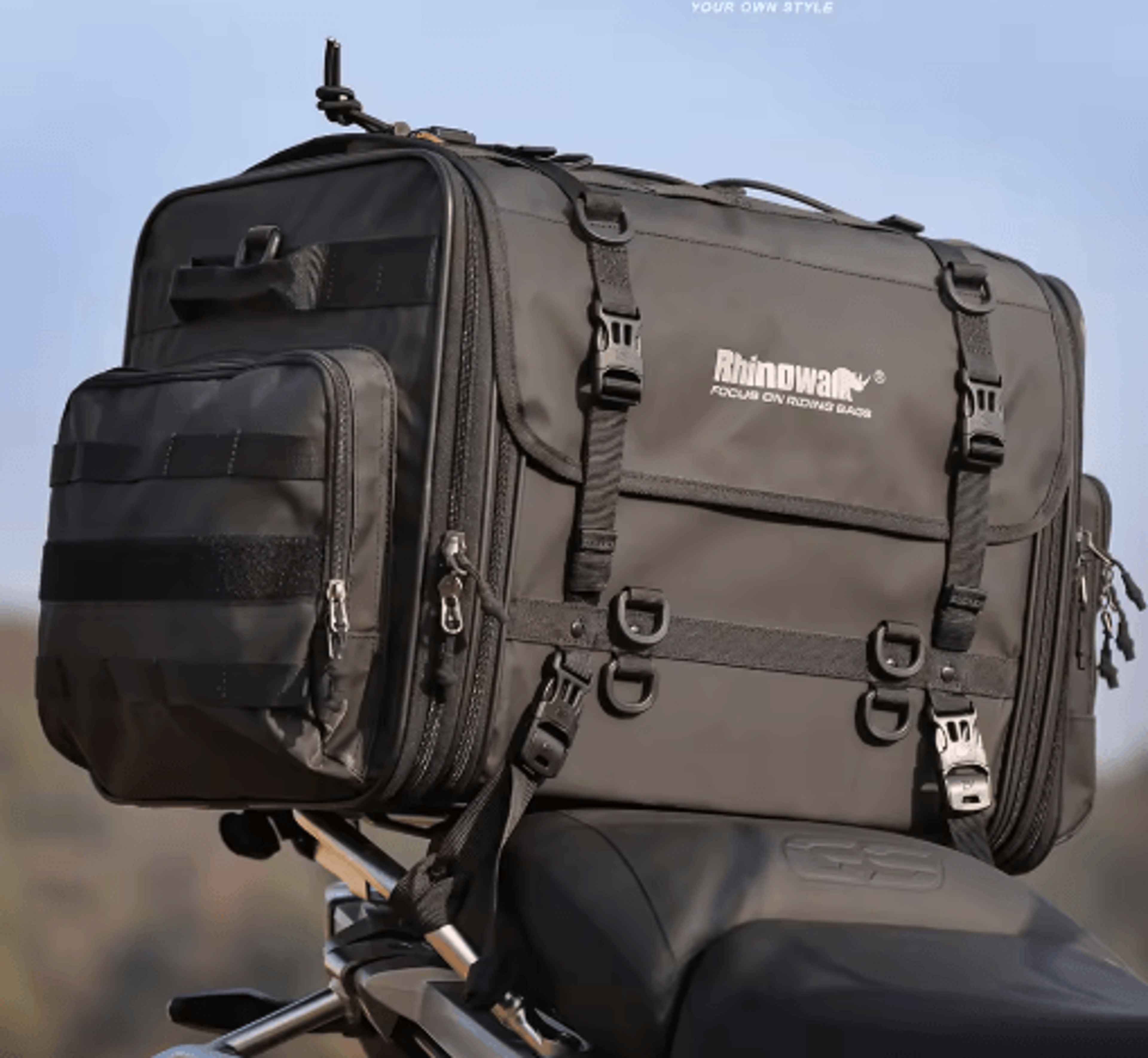 waterproof motorcycle rear tail bag – 19l–80l expandable travel luggage