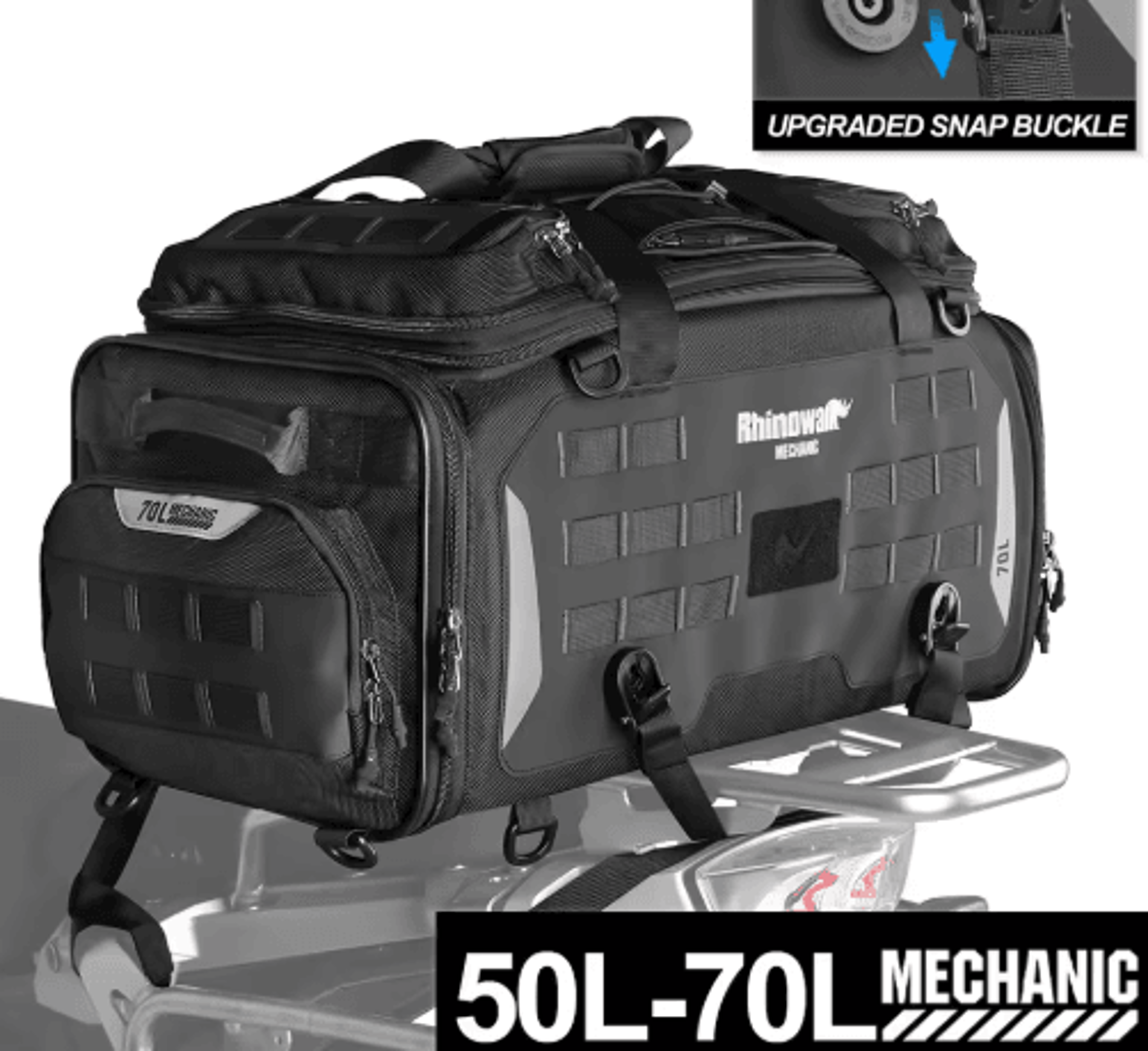 waterproof motorcycle tail bag – 50l–70l expandable travel backpack