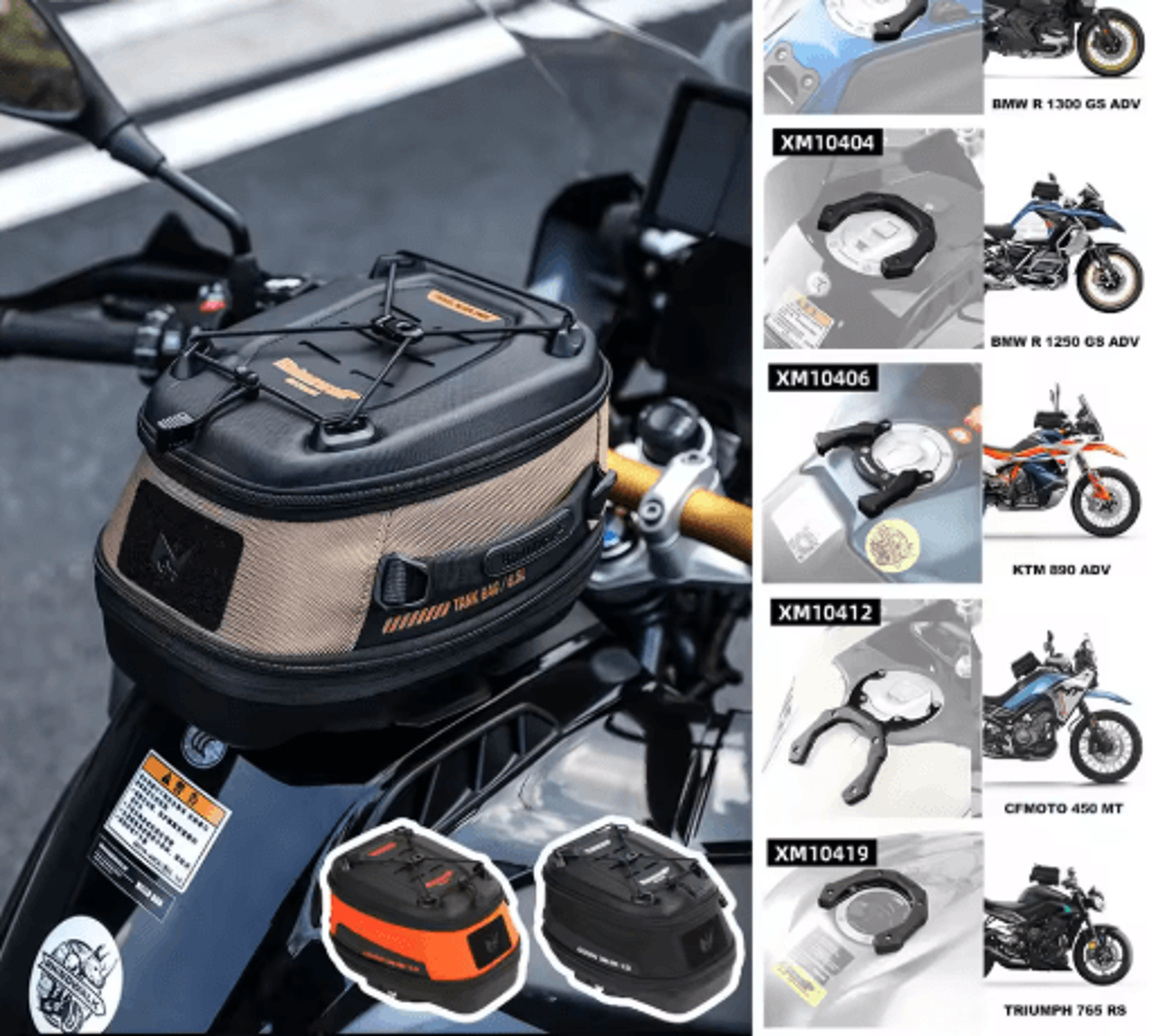 6.5l motorcycle magnetic tank bag – quick-release expandable storage