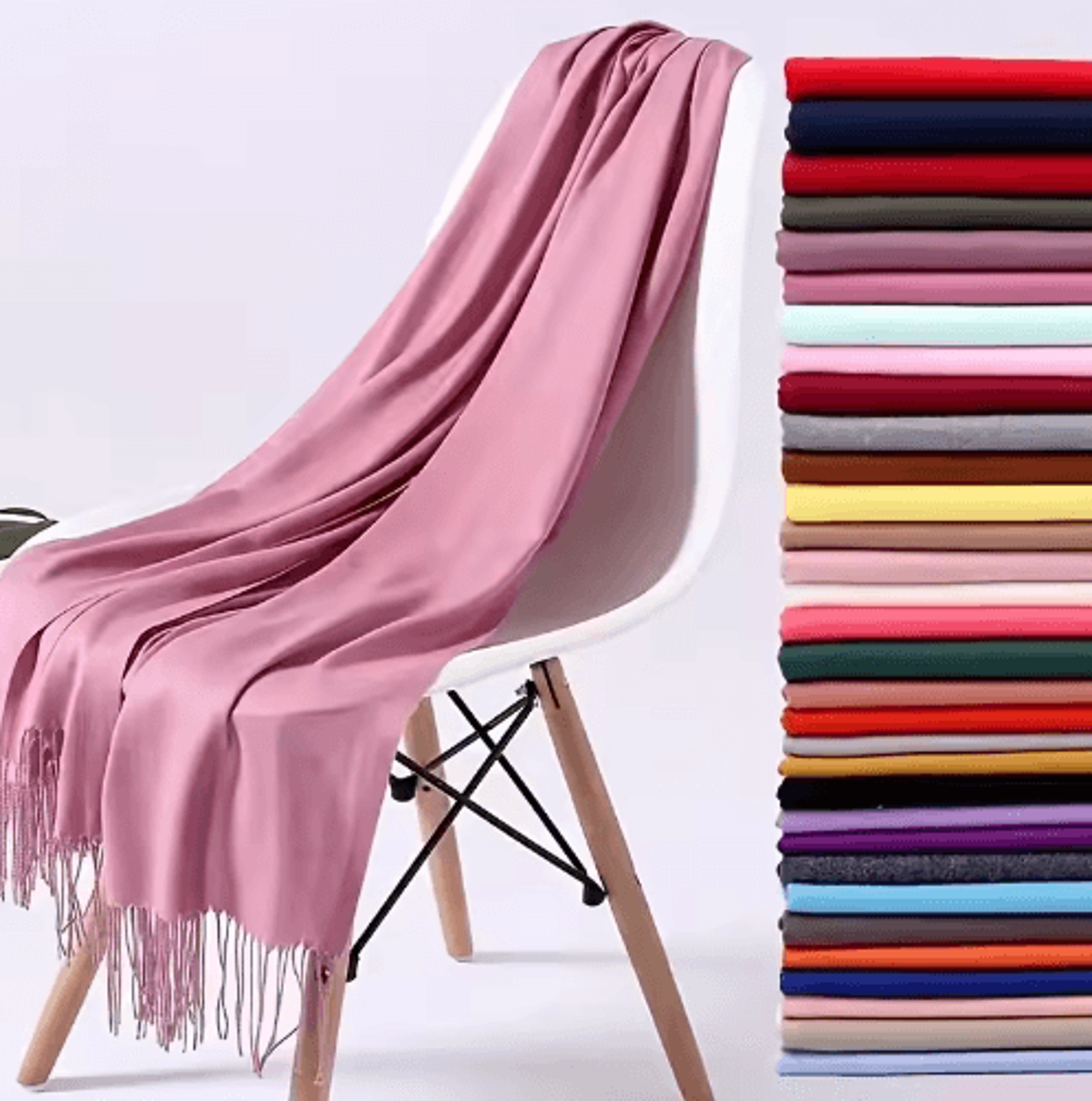 solid color cashmere-style scarf – warm tassel shawl & wrap