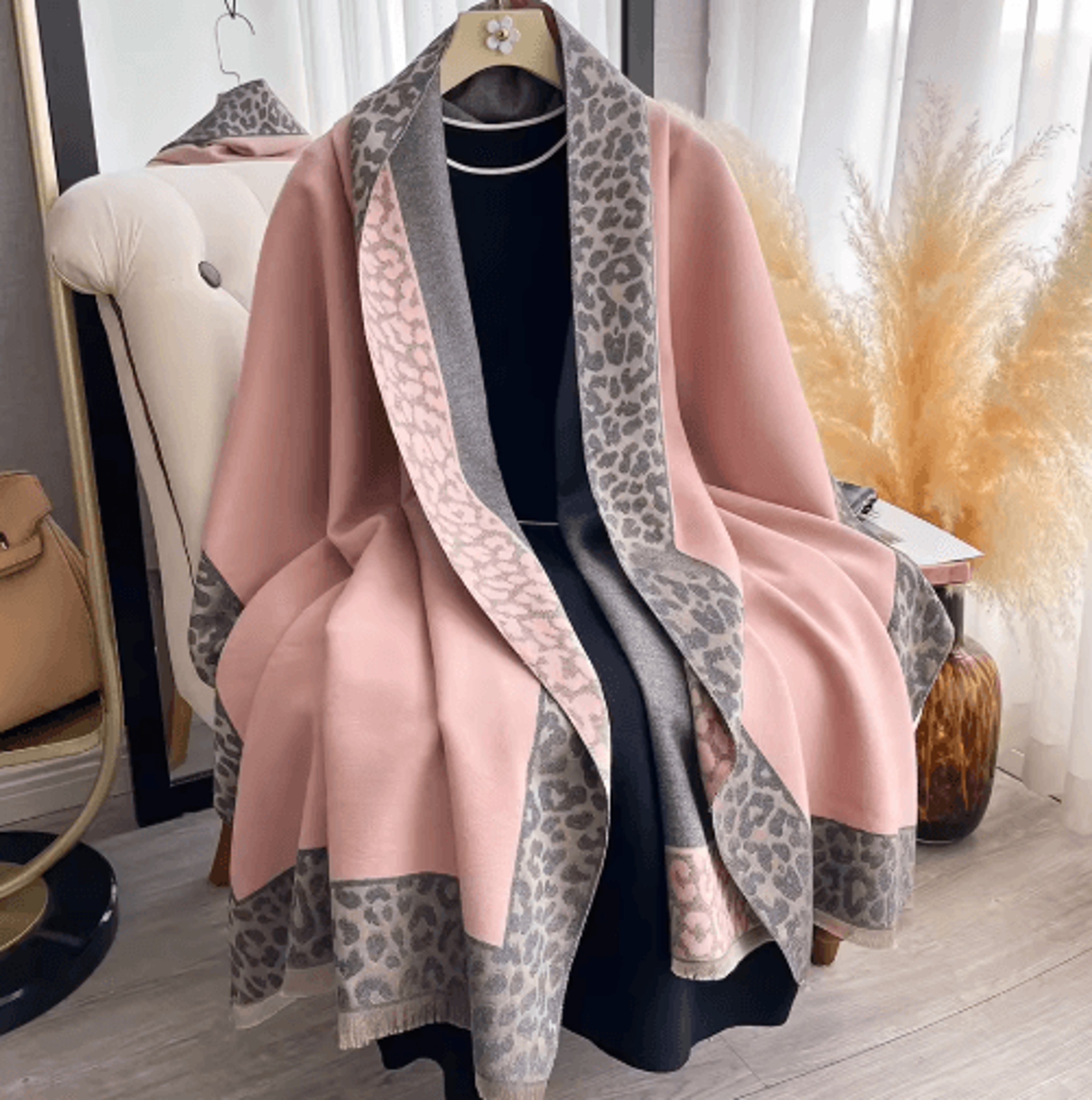 luxury cashmere-style plaid leopard scarf – warm winter shawl & wrap