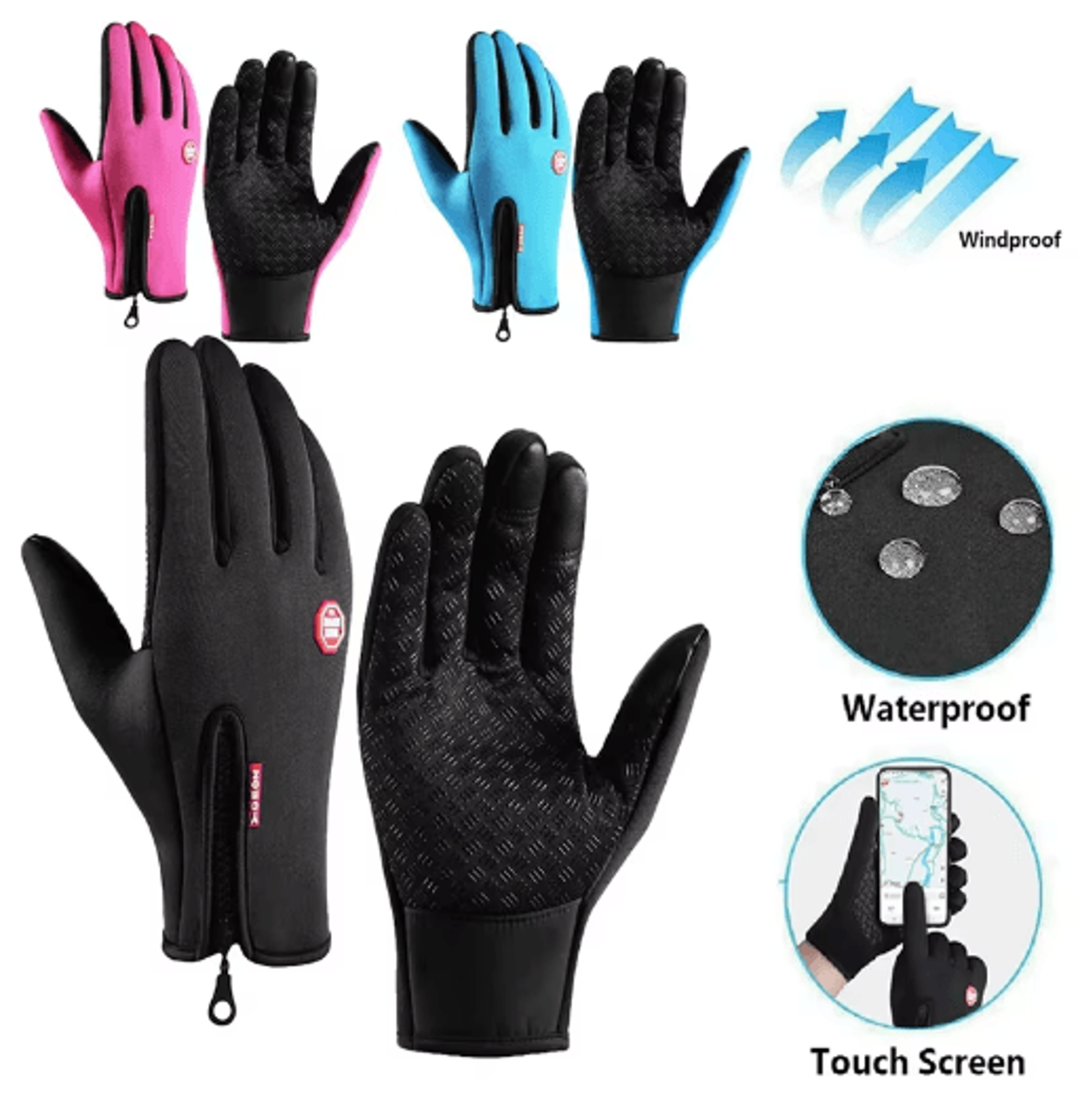 waterproof winter touchscreen gloves – warm windproof sports gloves