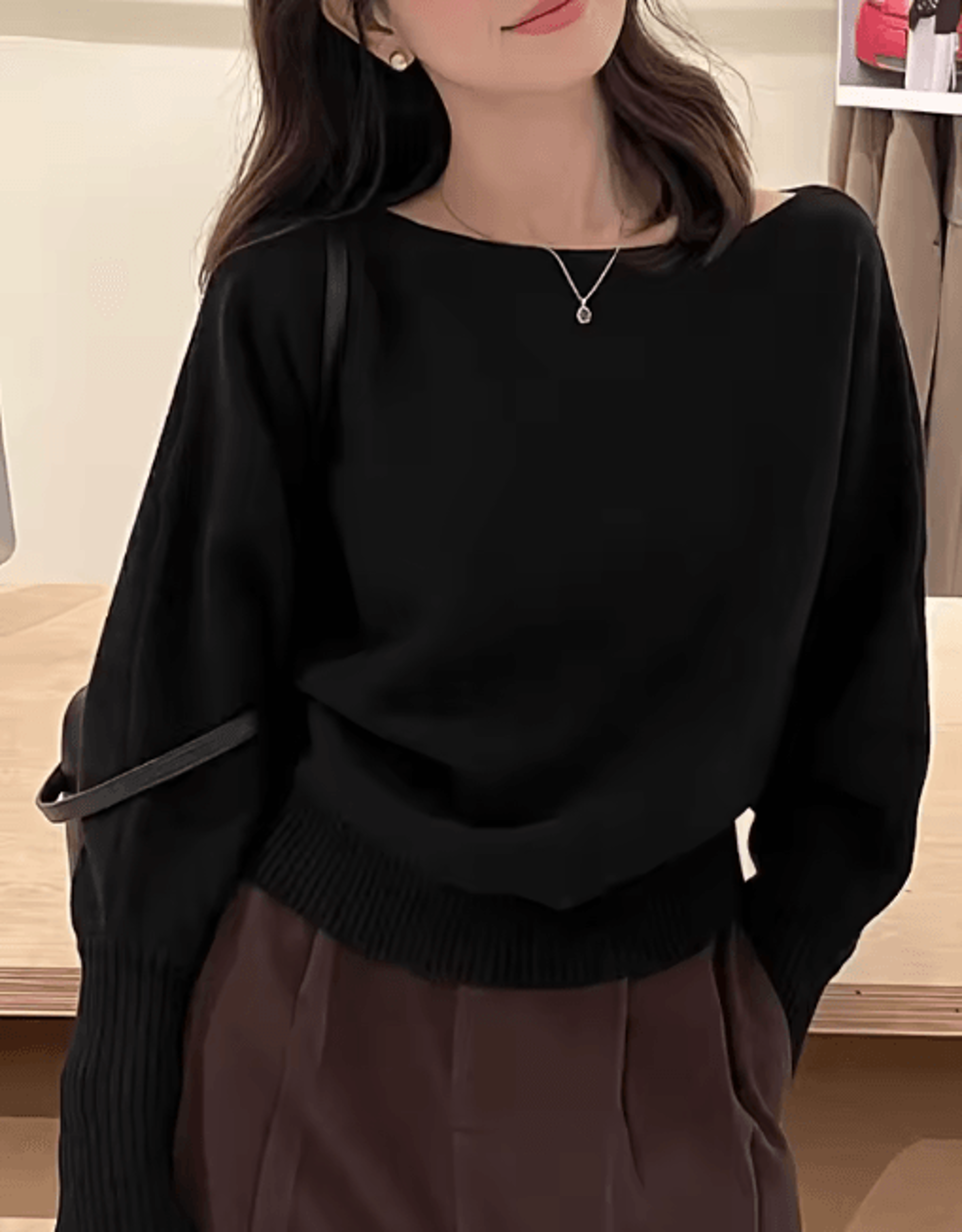 womens off-shoulder sweater thick korean style knit pullover