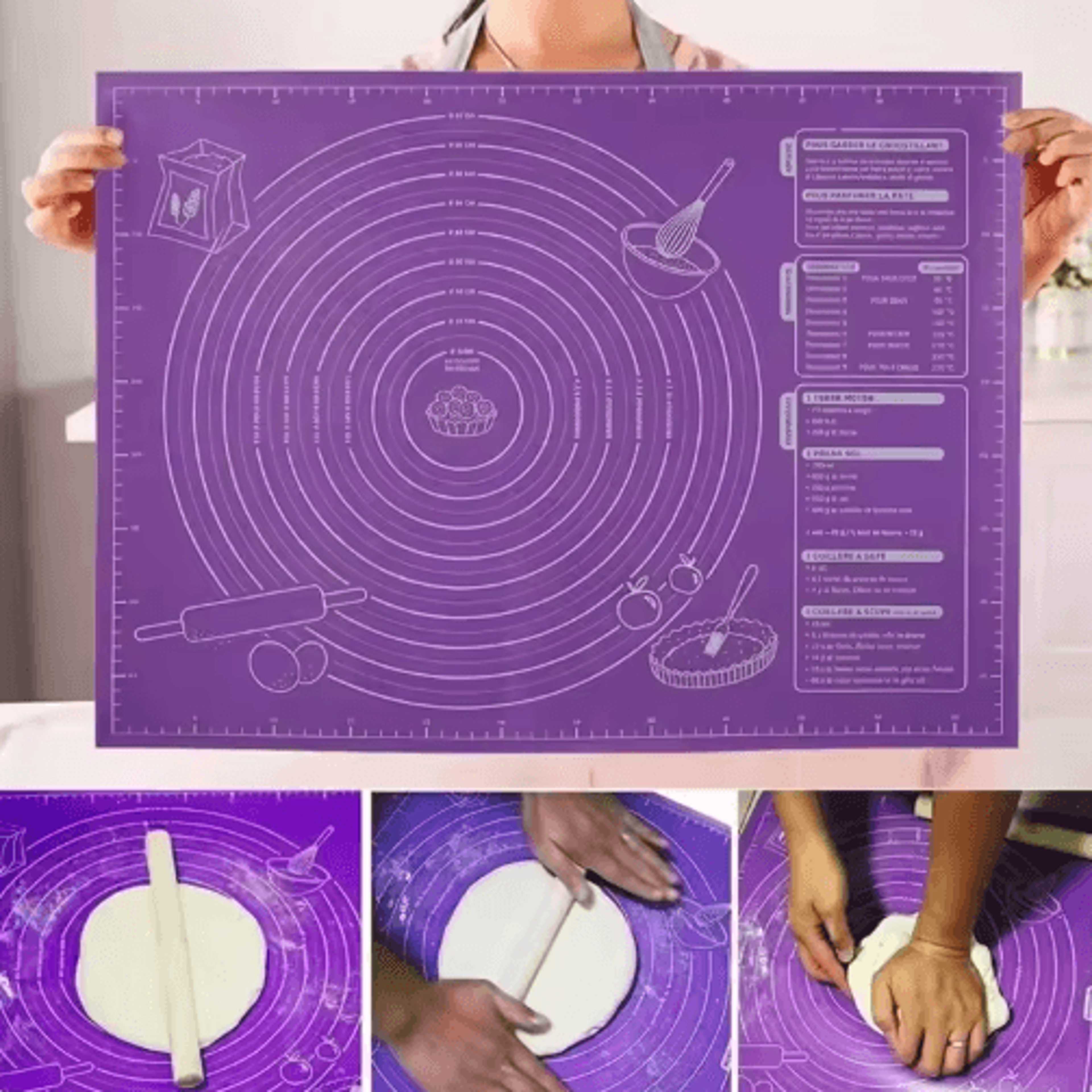 nonstick silicone pastry mat – large baking & dough kneading mat