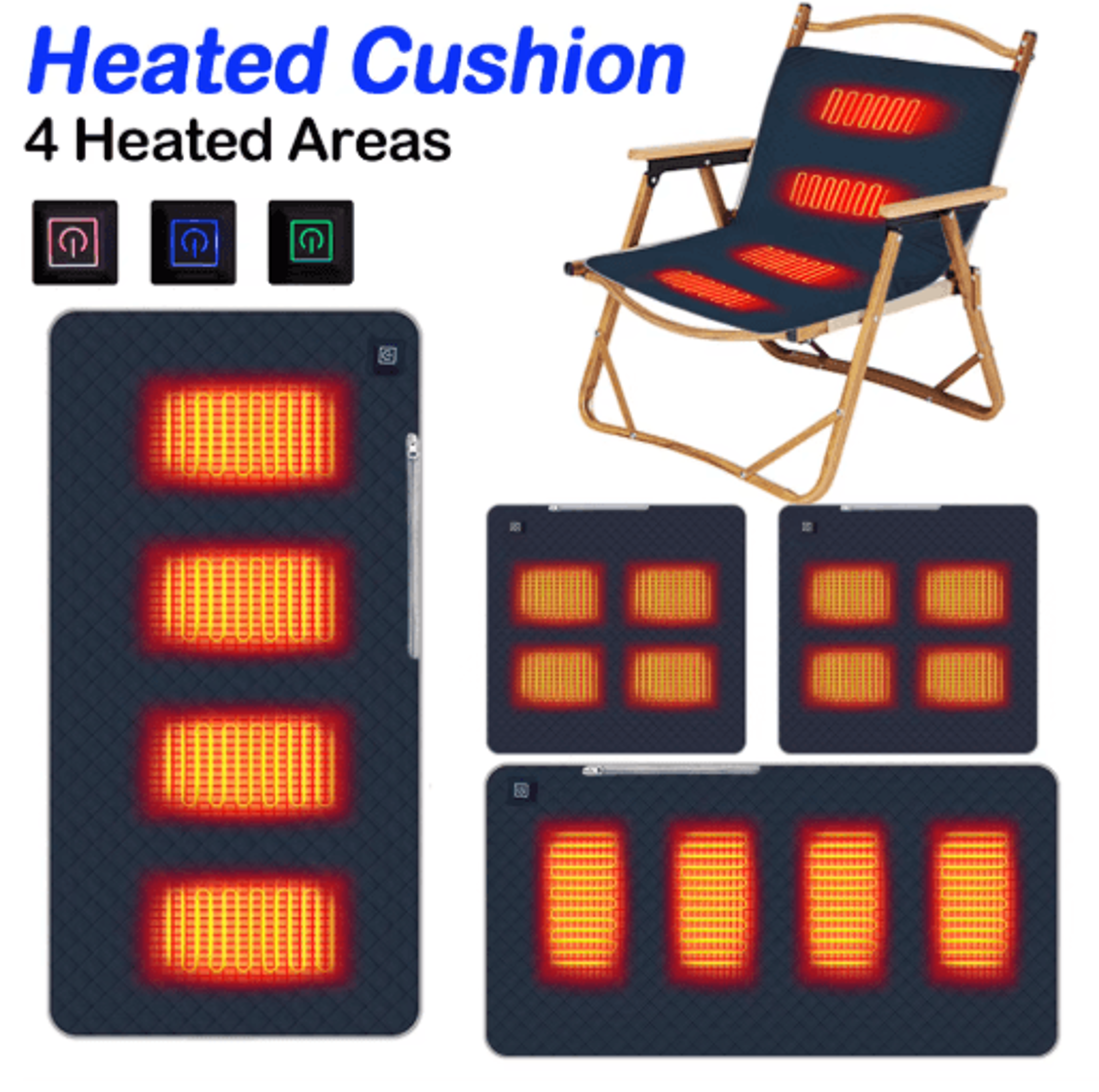 5v usb electric heating pad – 3-level warm camping cushion