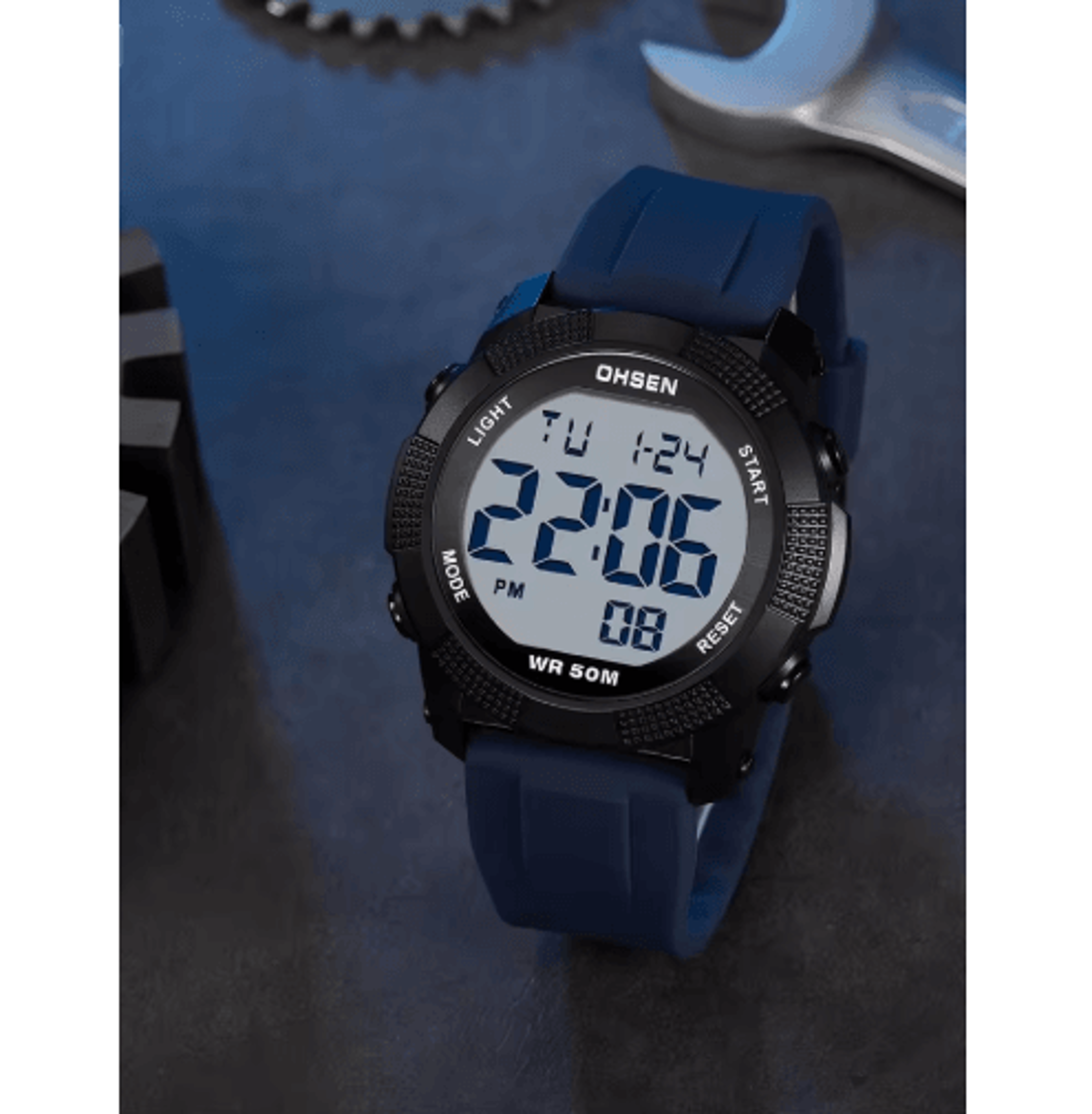 mens tactical digital sports watch – 50m waterproof outdoor wristwatch
