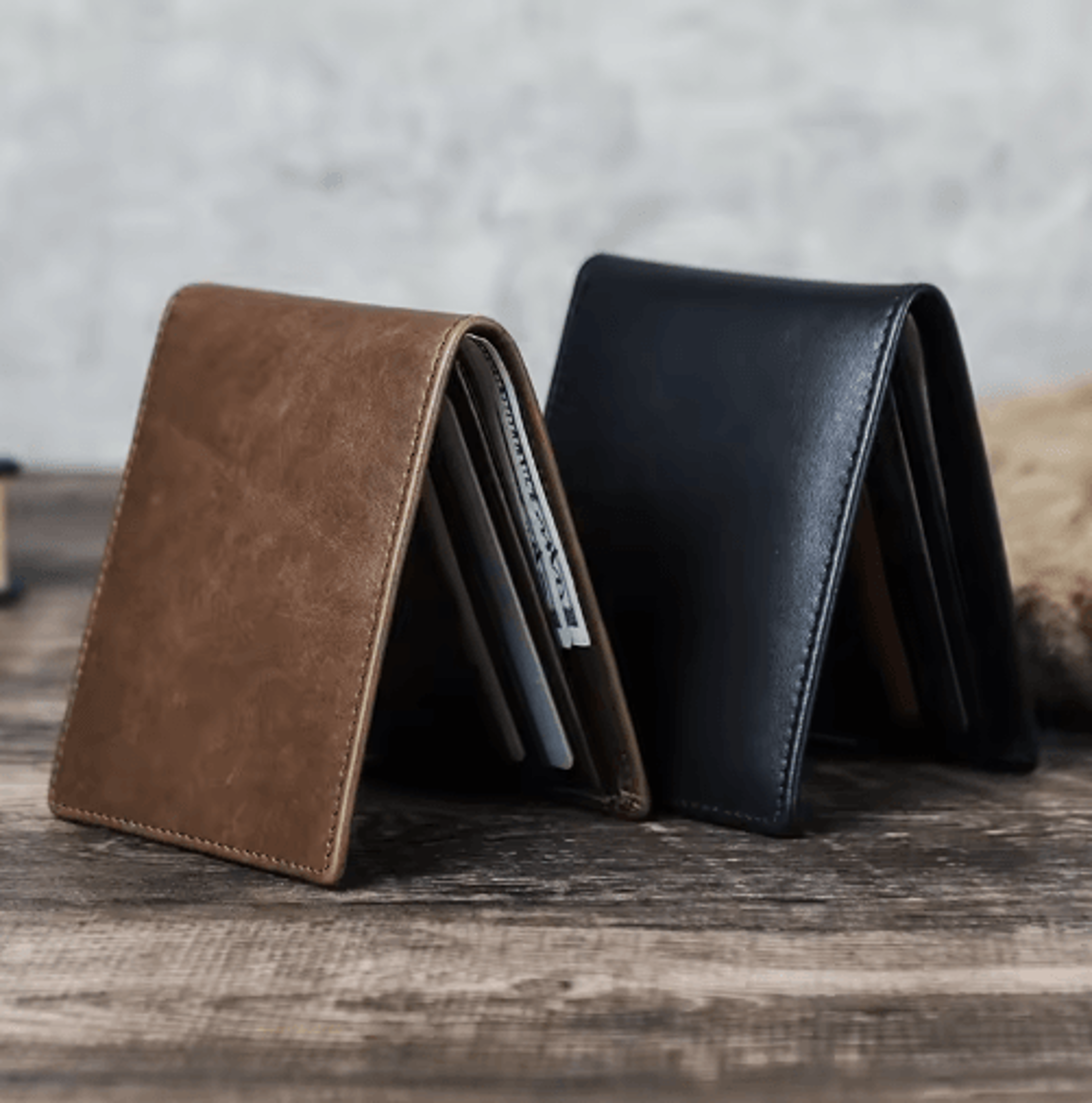 mens genuine leather bifold wallet – slim card holder & mini wallet
