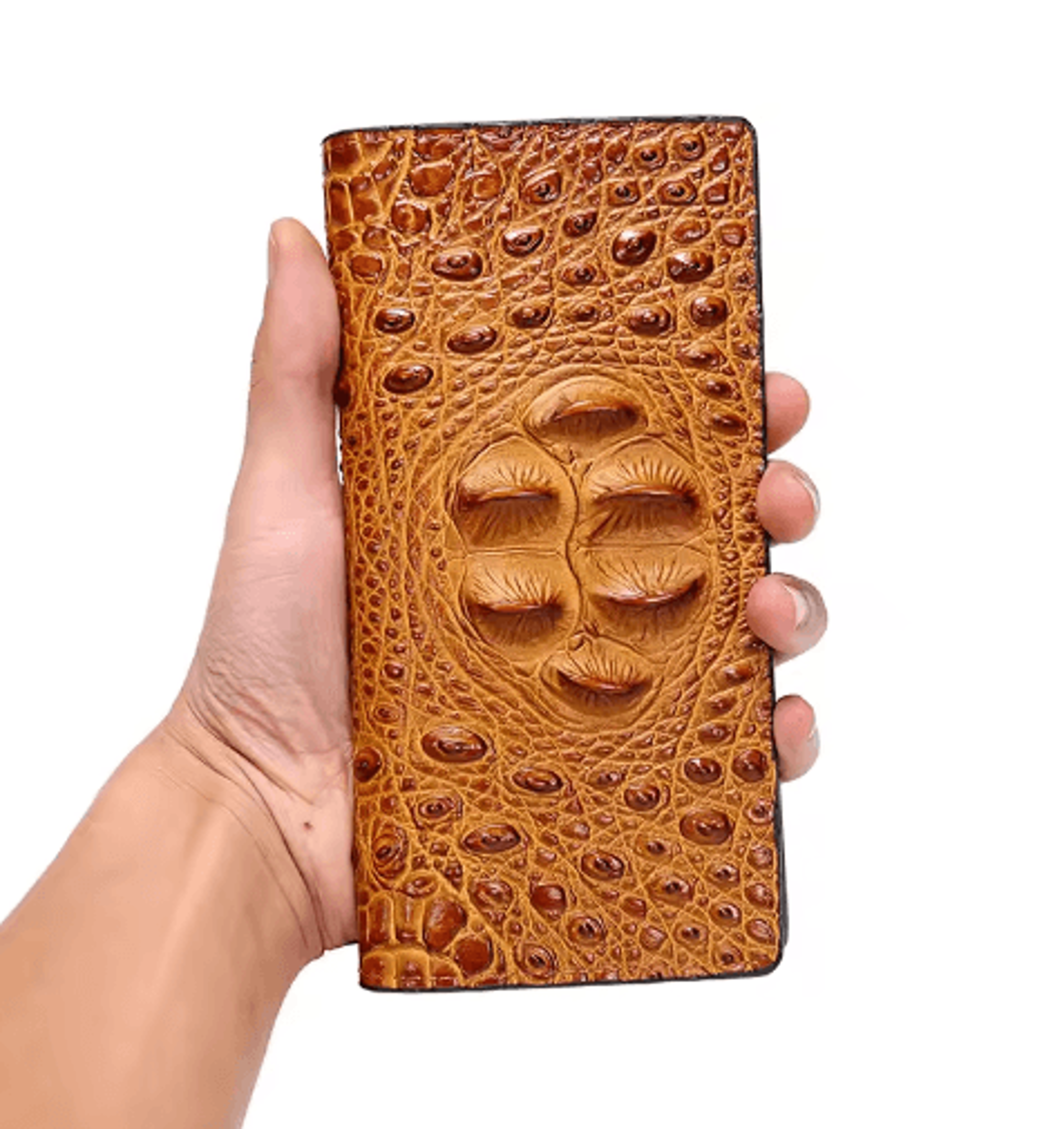 mens crocodile-style leather wallet – slim business card holder pj194