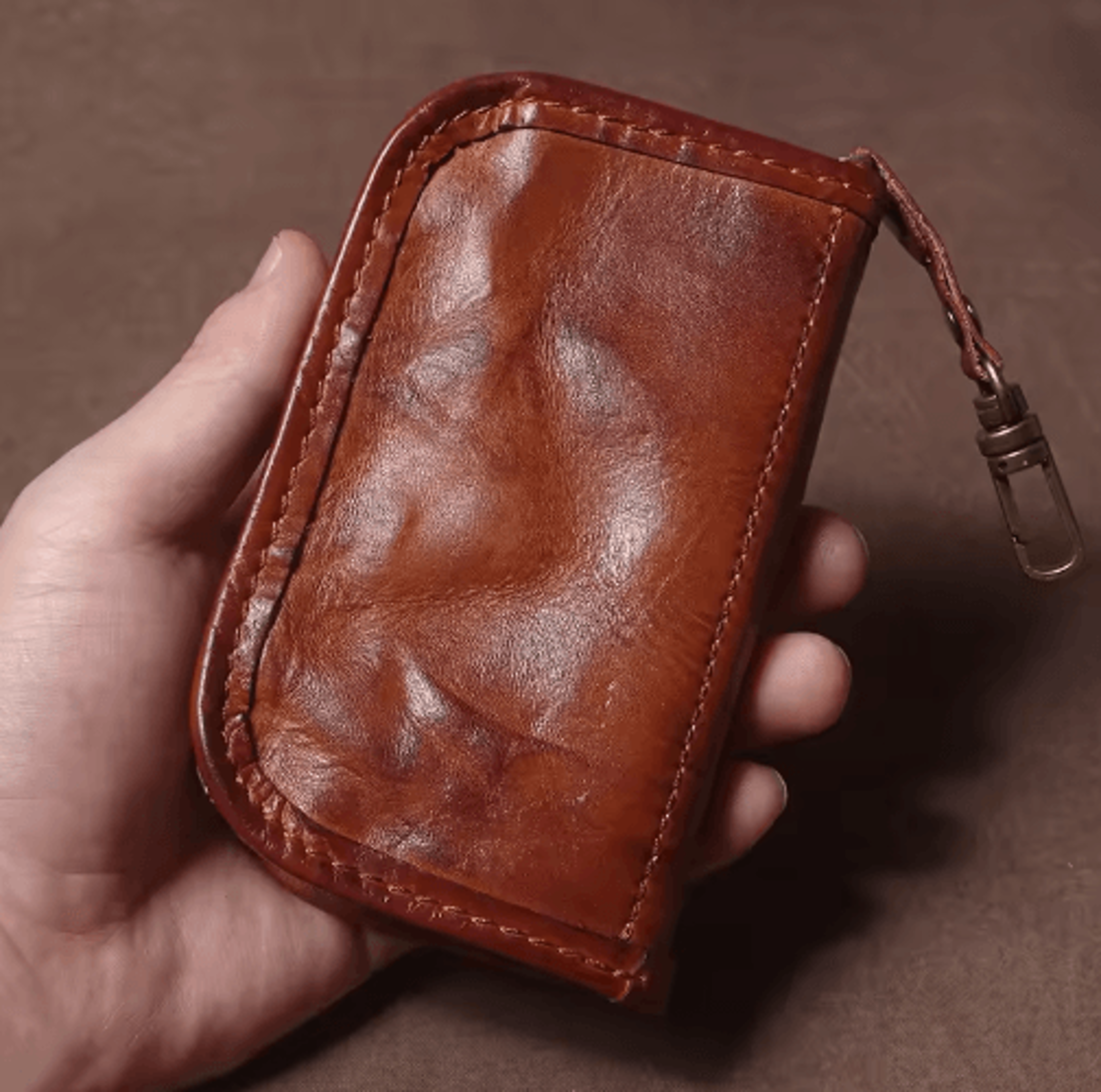 luxury genuine leather key pouch – vintage coin purse & card holder
