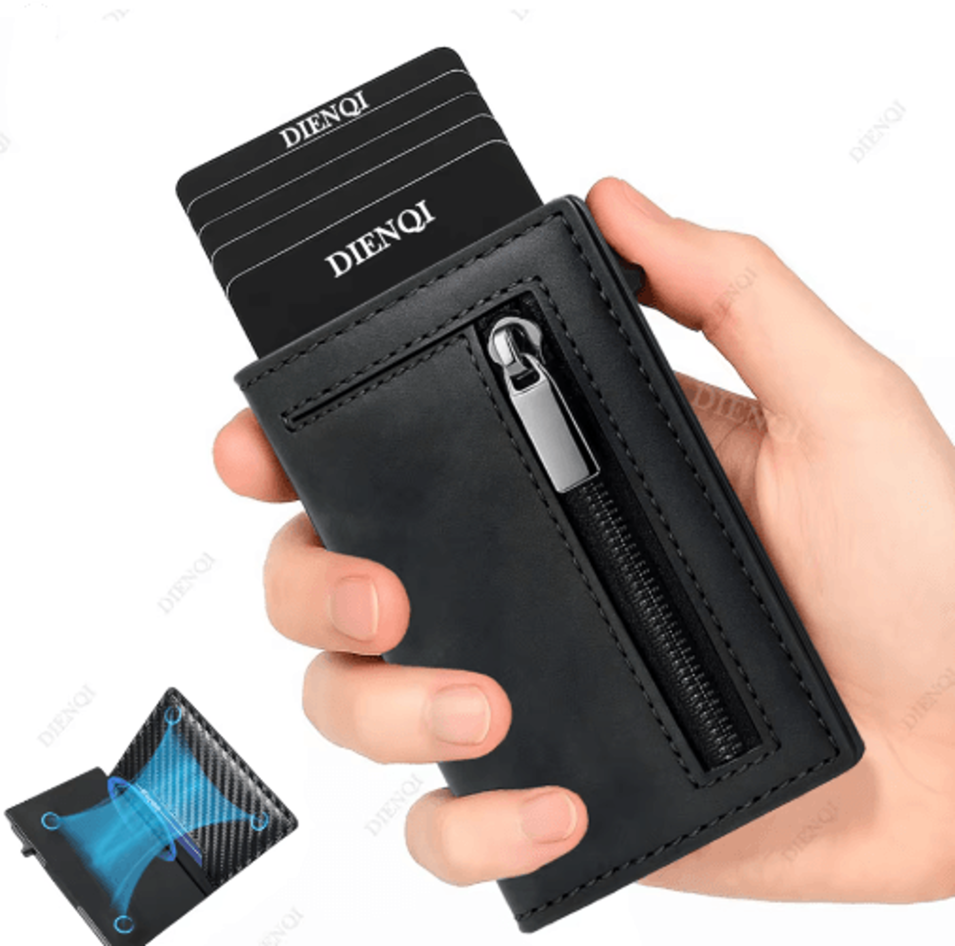luxury magnetic pop-up wallet – rfid blocking leather card holder for men