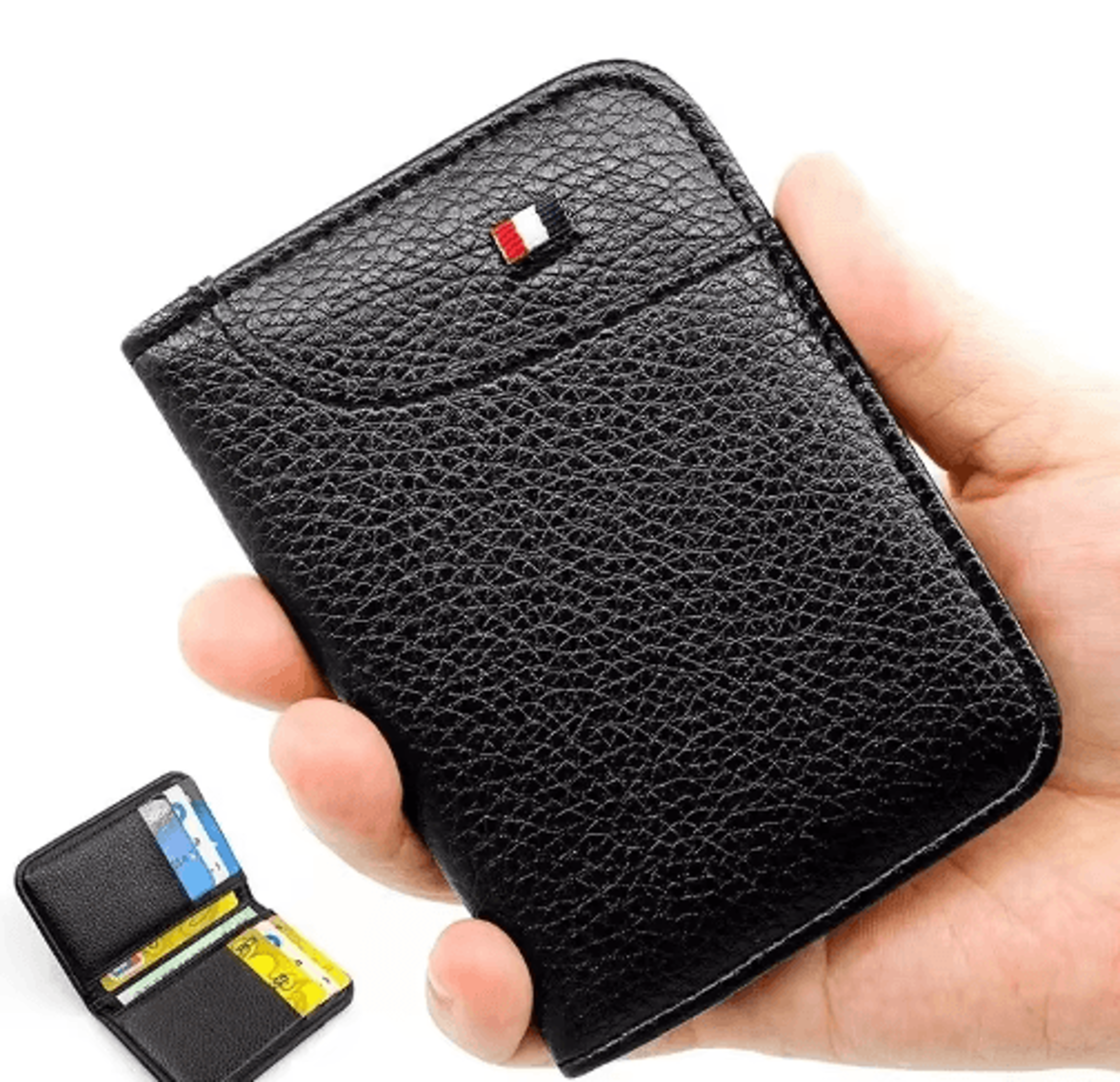 super slim men's pu leather wallet – mini credit card & id holder