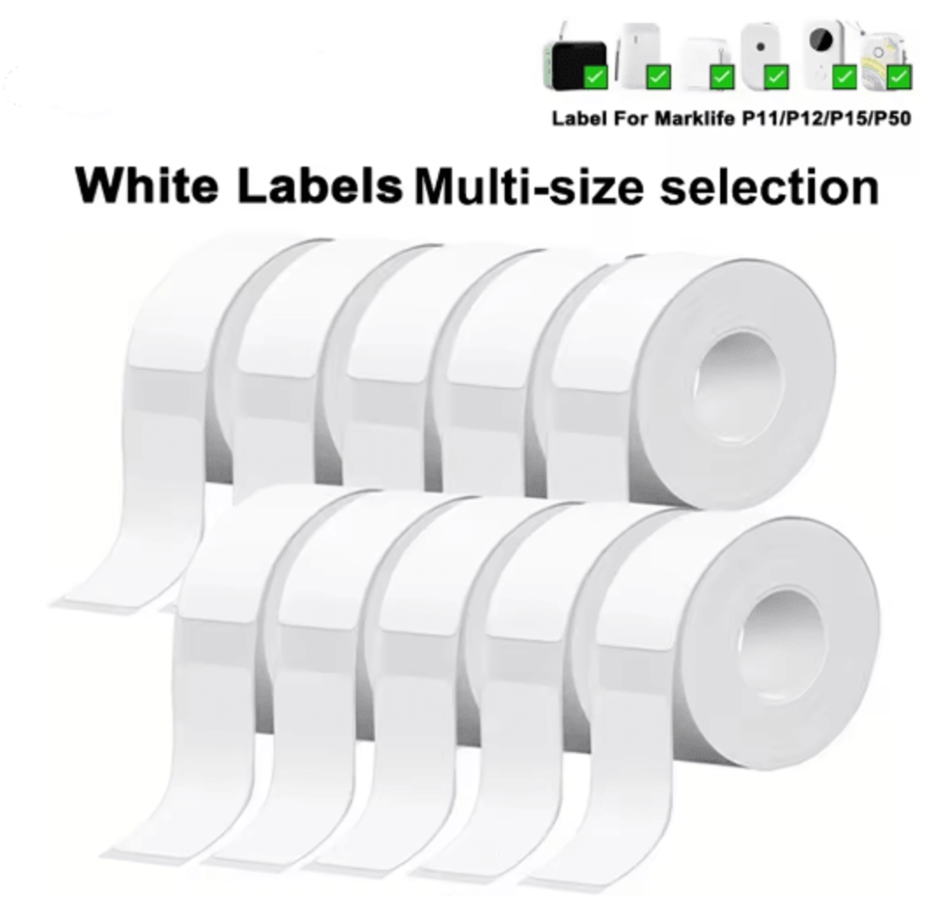 self-adhesive thermal label paper roll – stickers for p15, p12, m1 & p50 mini printers