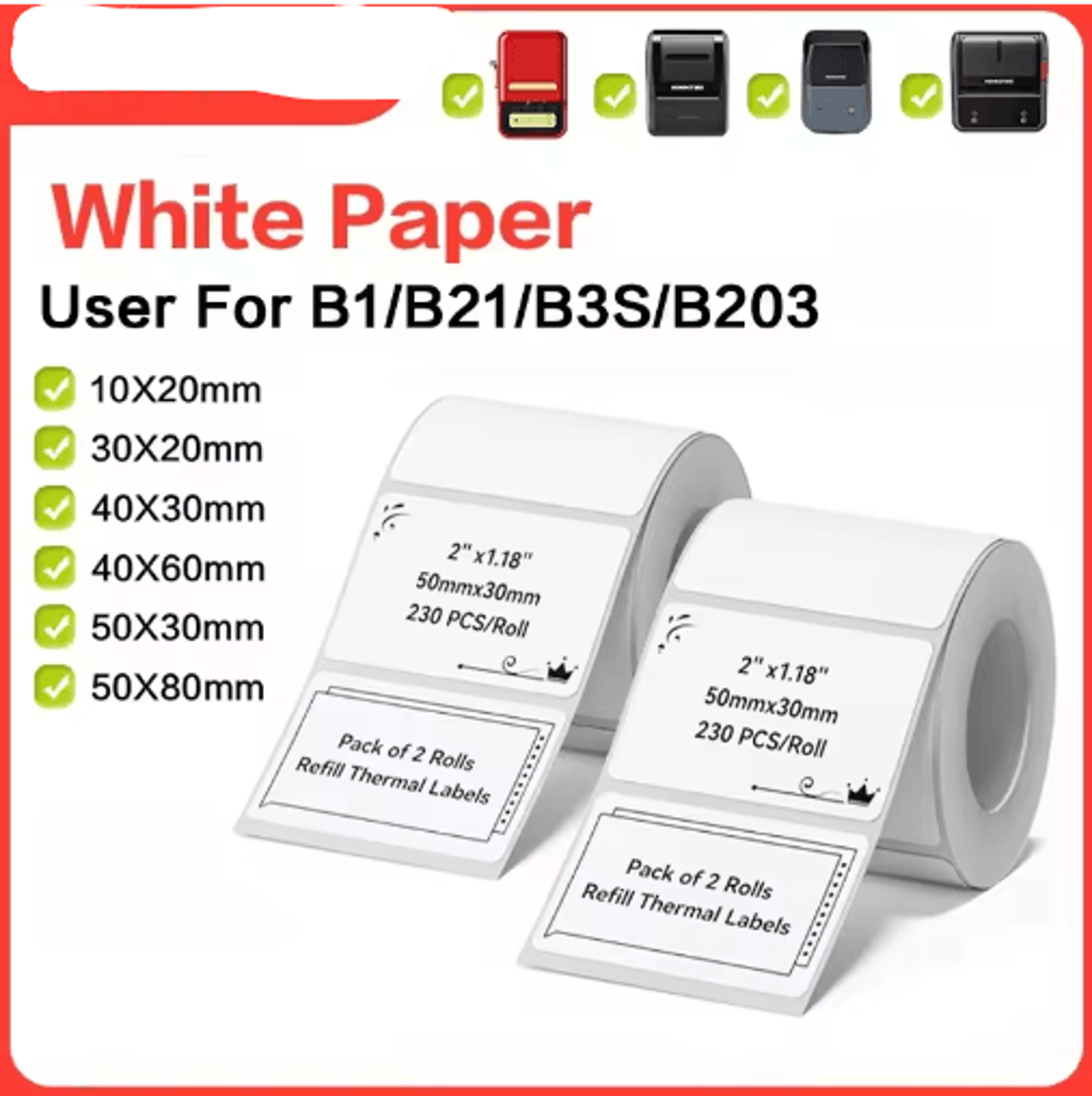 b1/b21/b3s self-adhesive label stickers – thermal printer label paper