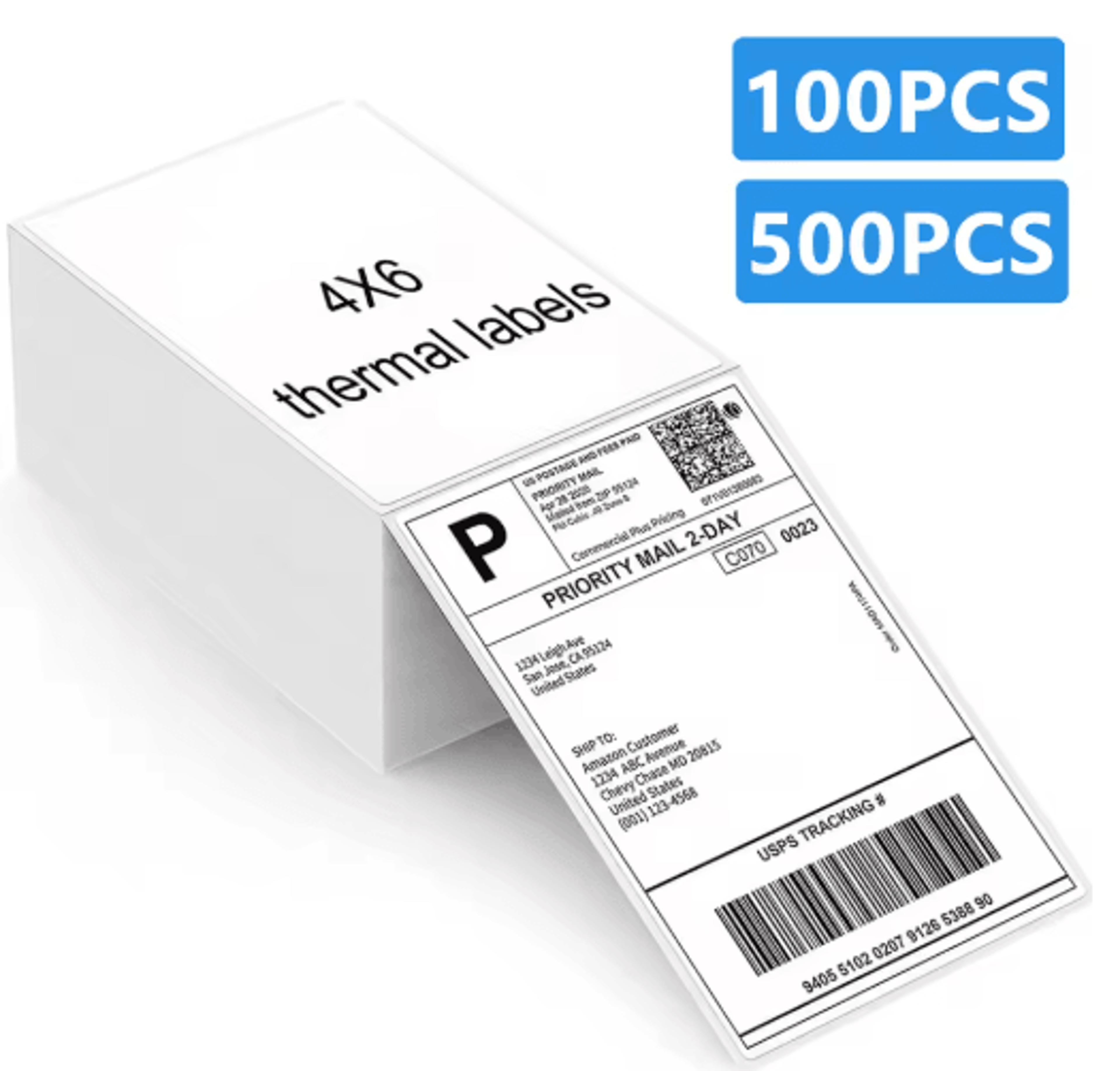4x6 thermal shipping labels – self-adhesive barcode printer stickers