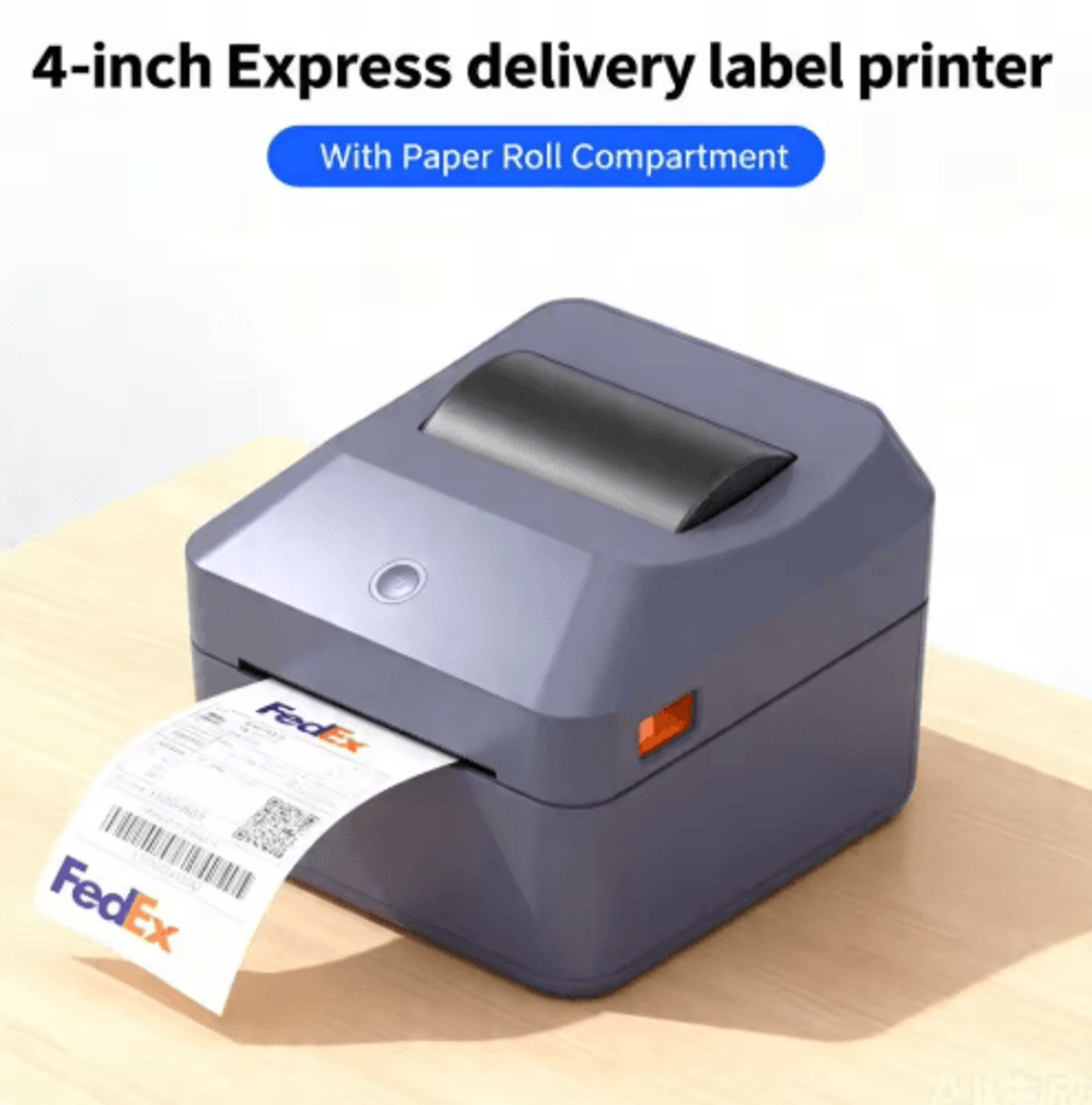 4x6 thermal shipping label printer – barcode printer with paper roll compartment