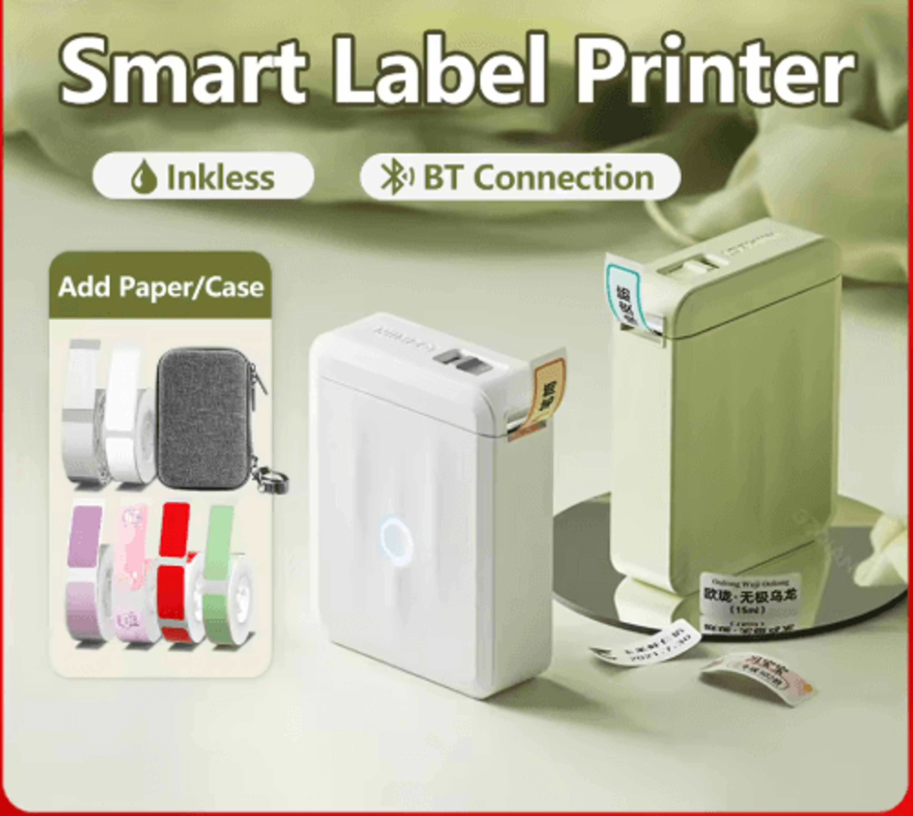 mini bluetooth label printer – portable inkless smart sticker maker