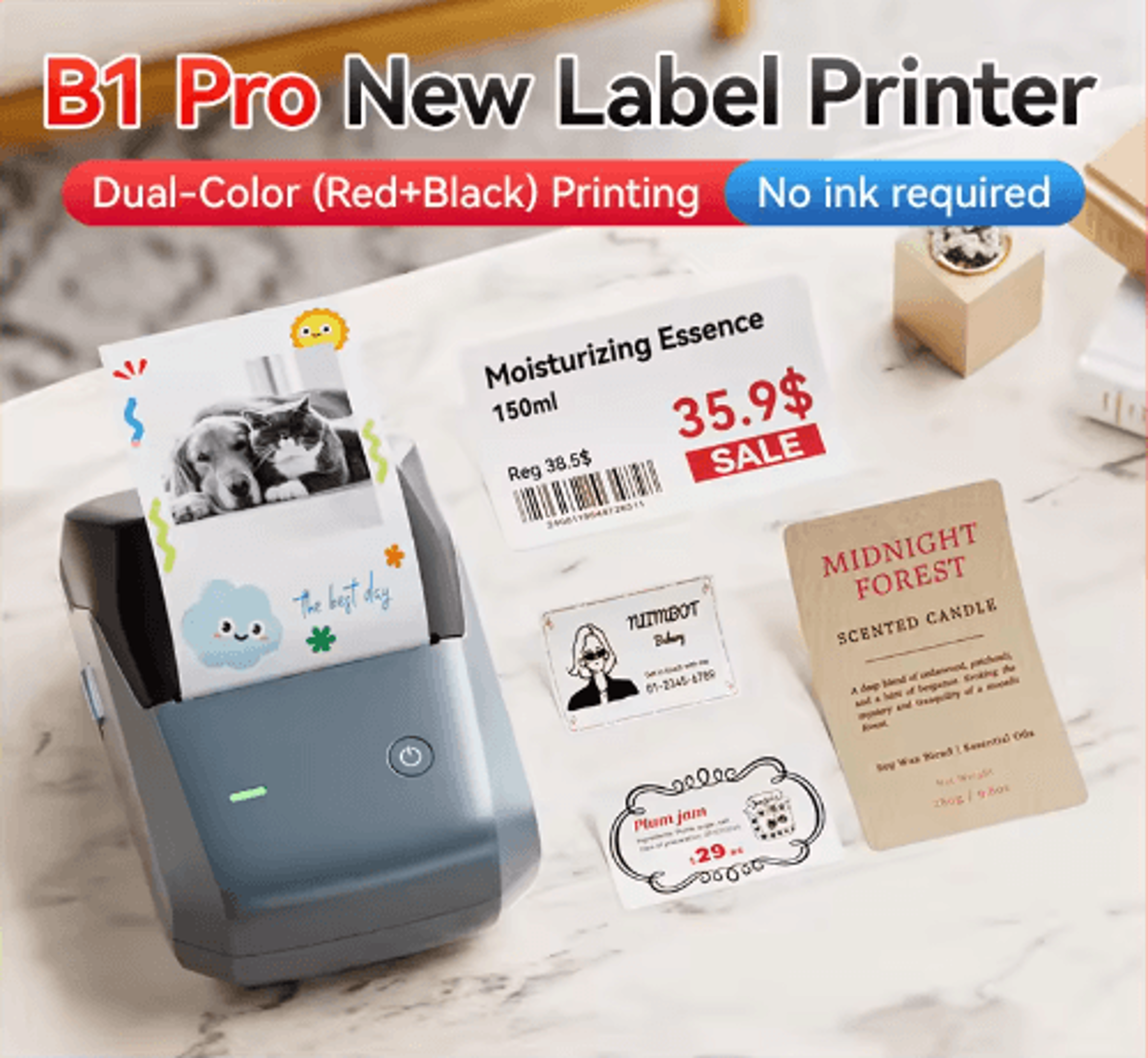 300 dpi dual-color label printer – red & black sticker maker