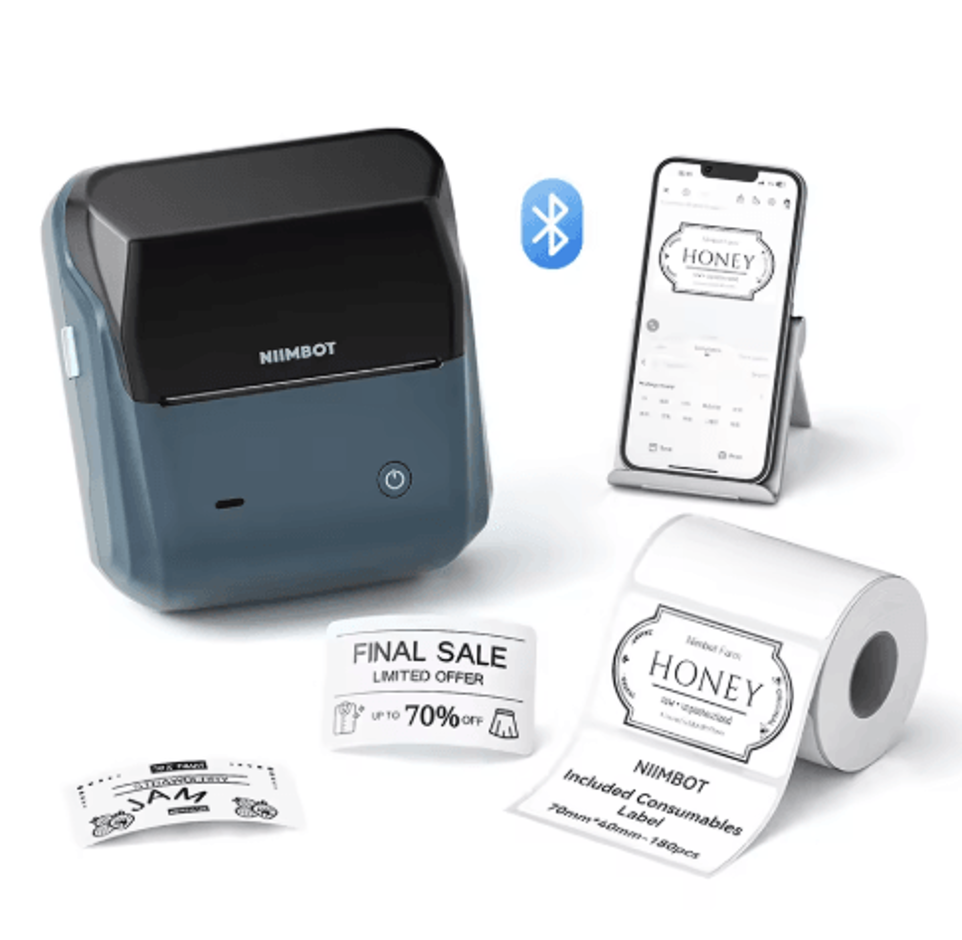 portable thermal label printer – 20–75mm barcode and sticker maker