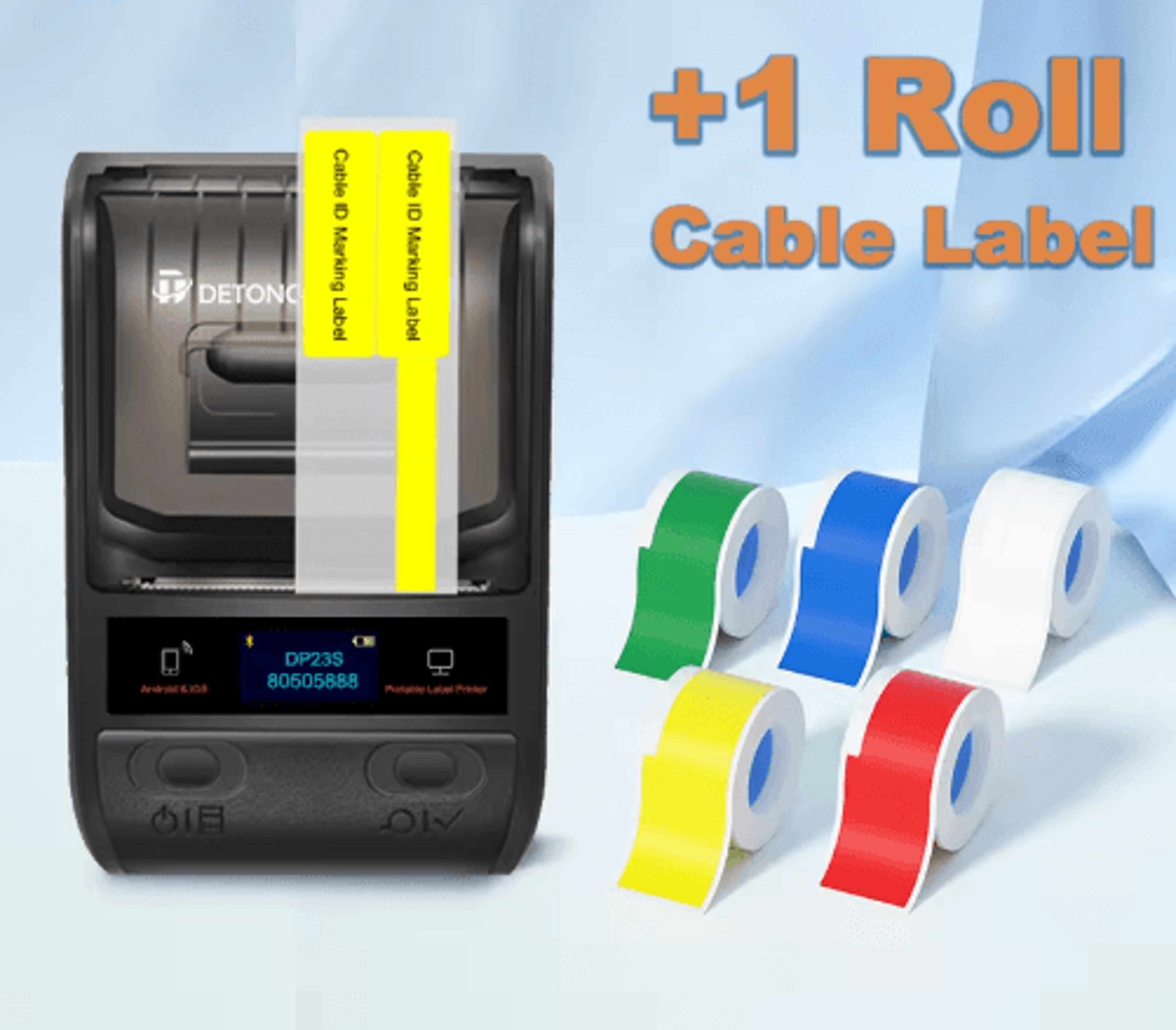 portable bluetooth thermal label printer – cable tag & barcode maker