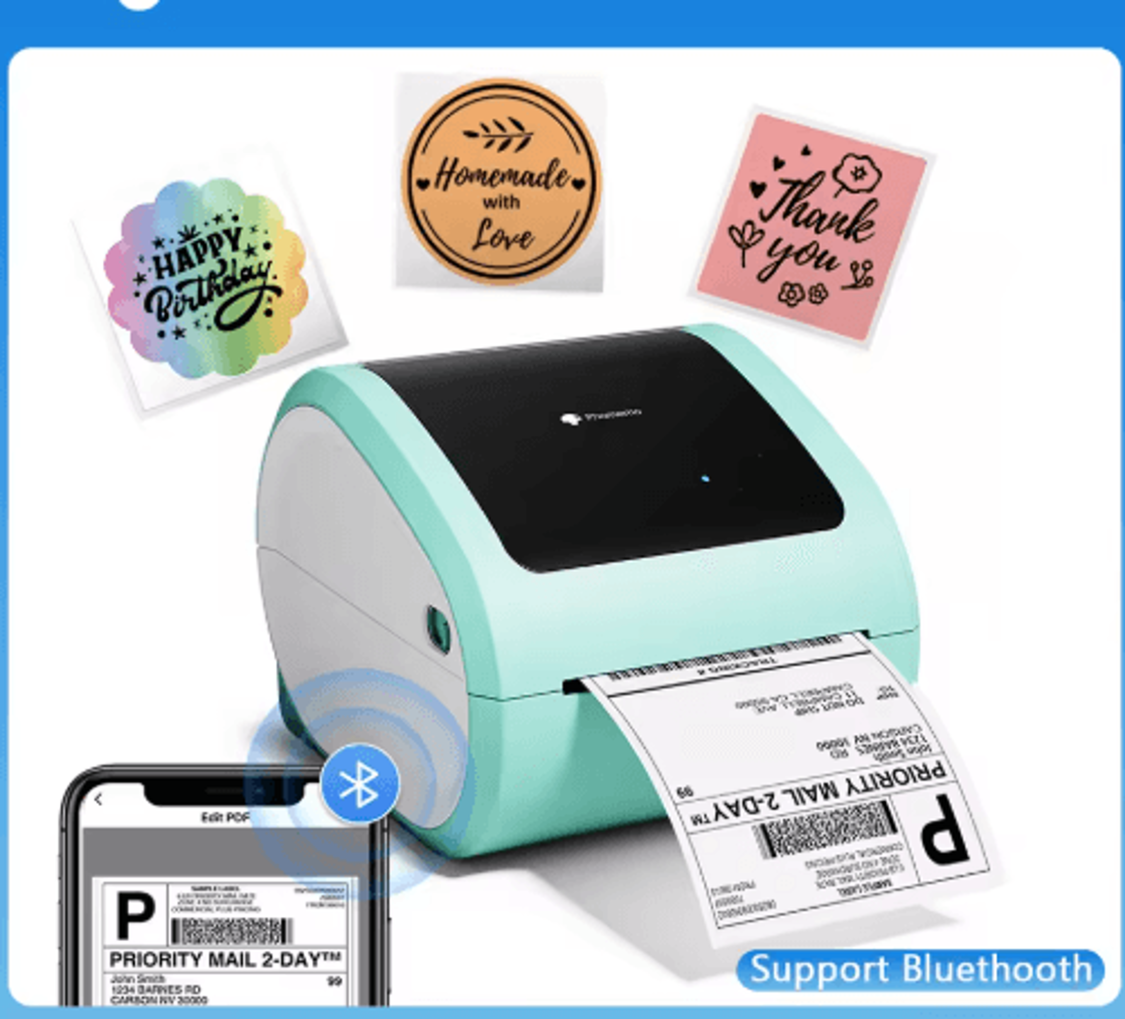 d520 bluetooth thermal label printer – wireless desktop shipping label maker