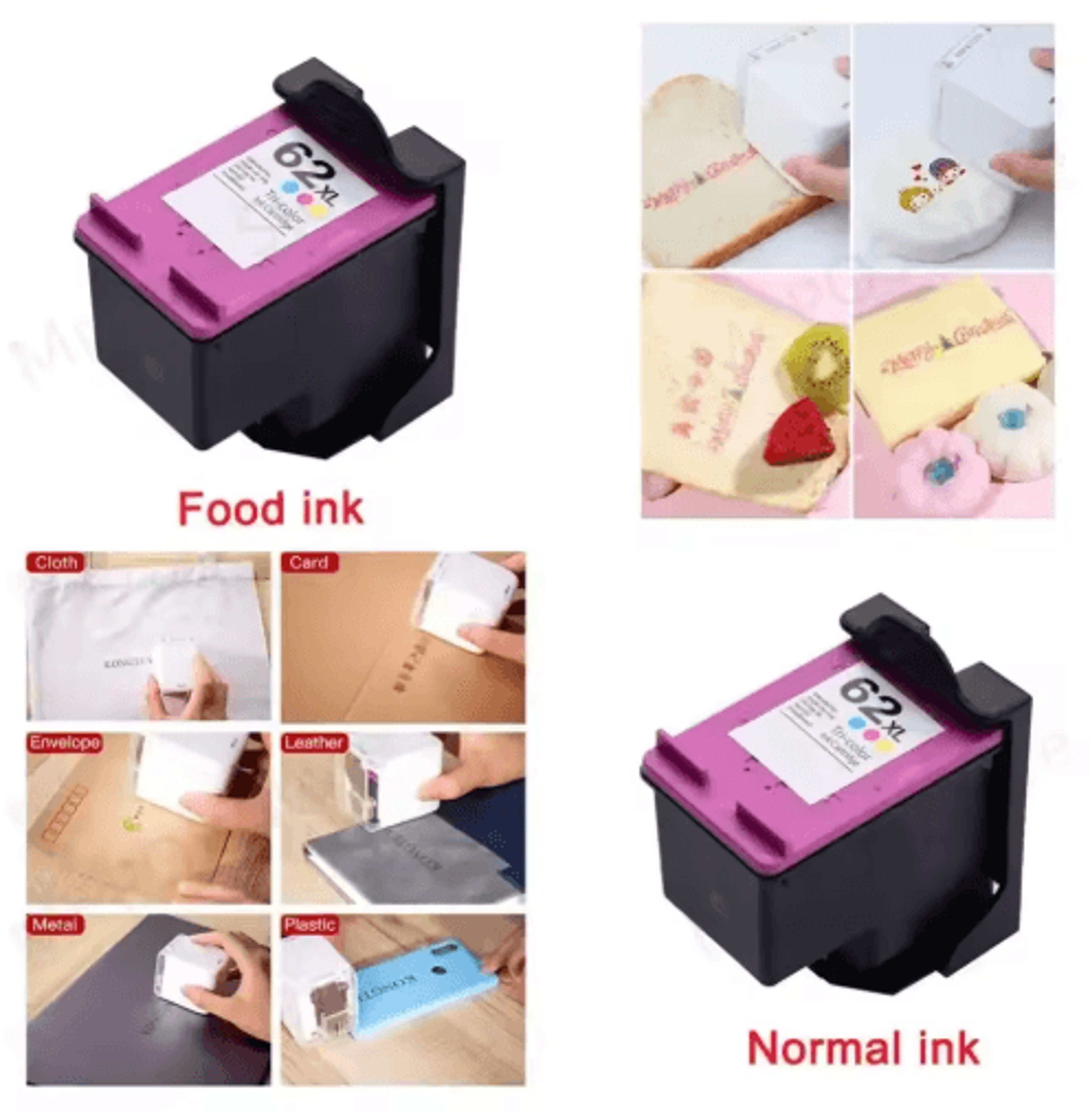 kongten mbrush replacement ink cartridge – black & brown ink for mini handheld printers