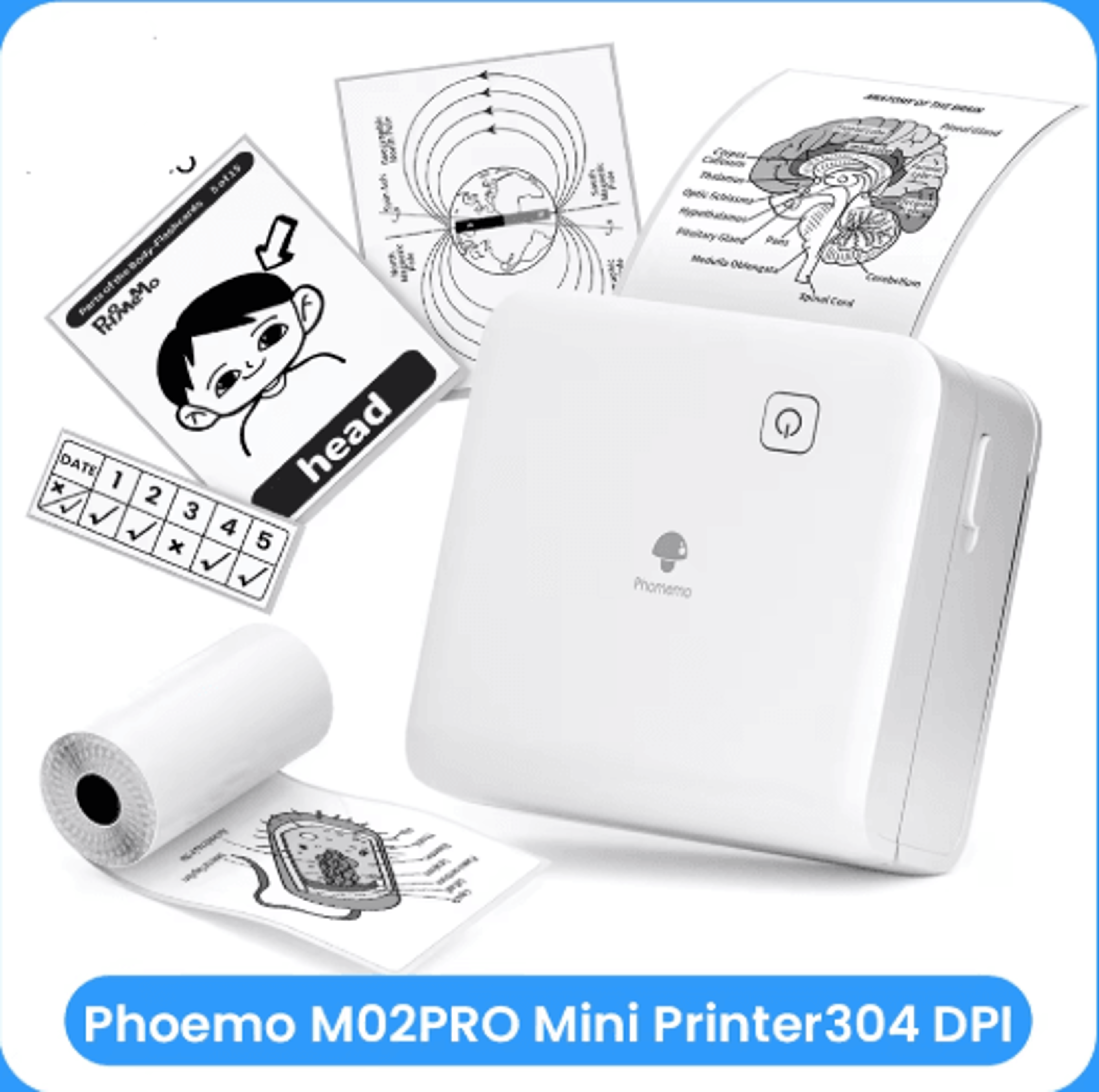 m02 pro mini bluetooth thermal pocket printer – portable wireless printer for study & work