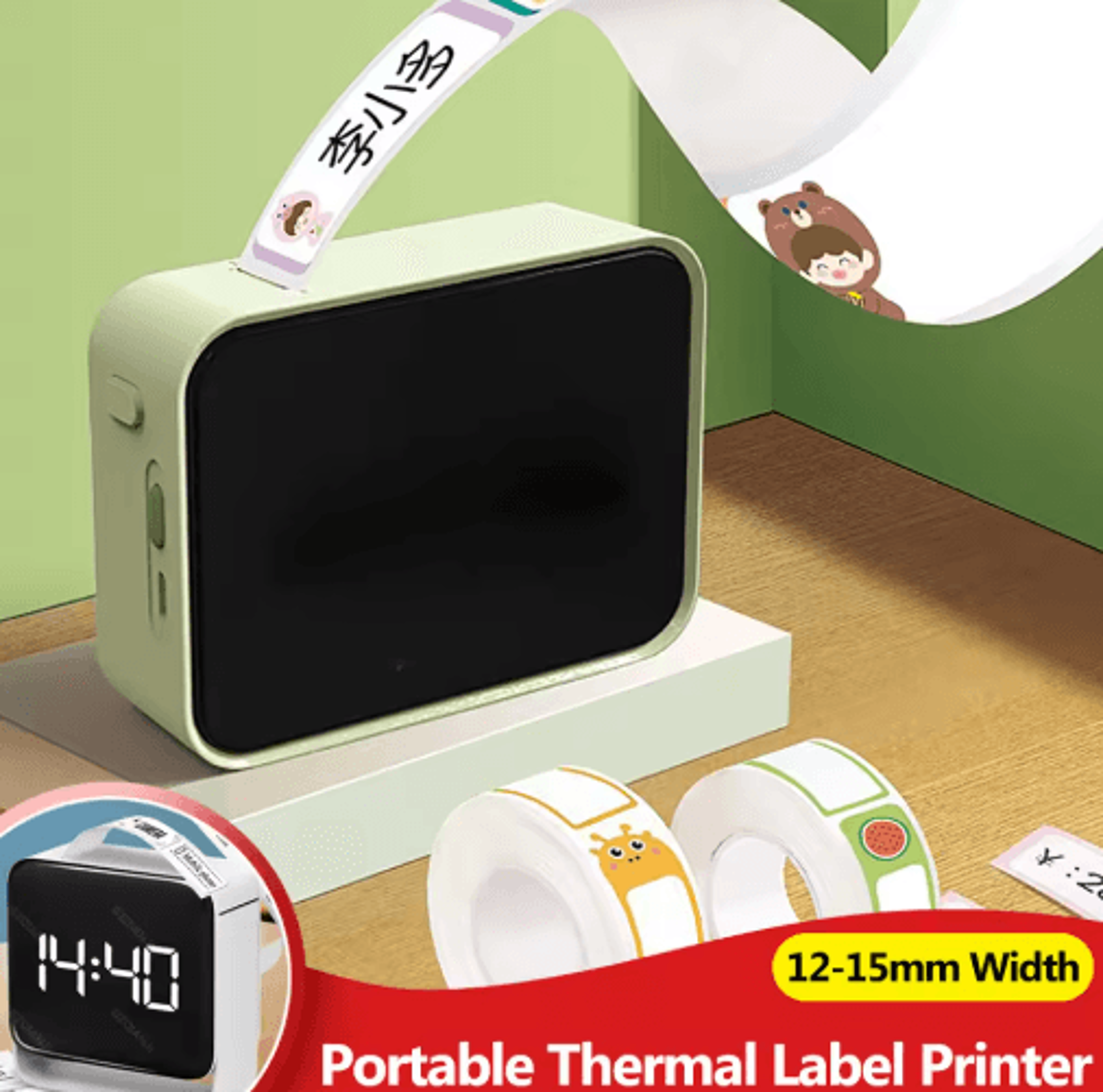 y12 portable bluetooth thermal label printer – wireless sticker maker with label roll options