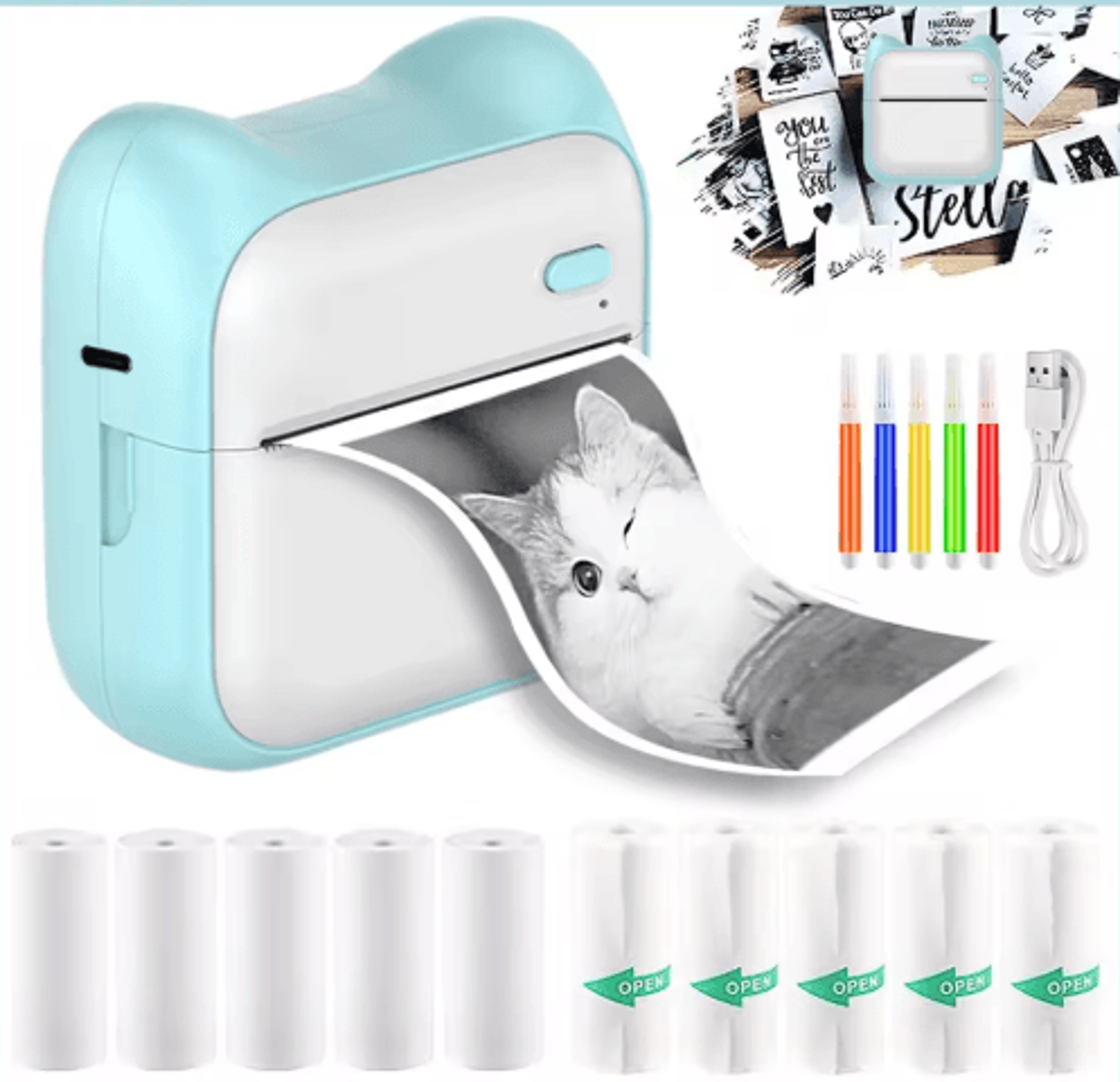 portable mini thermal label printer – inkless pocket sticker maker for android & ios