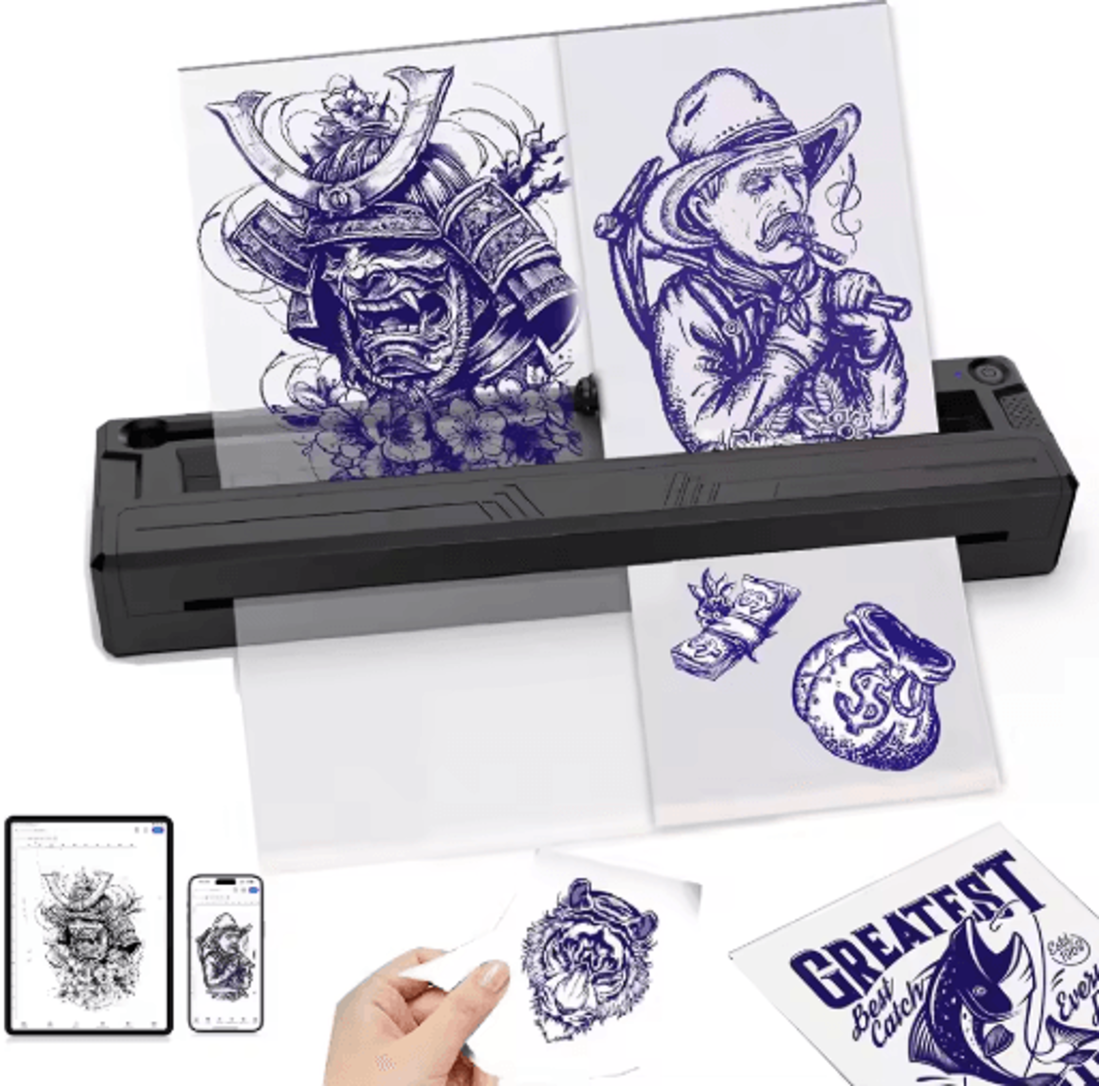 portable bluetooth tattoo stencil printer – wireless thermal tattoo transfer printer for beginners & artists