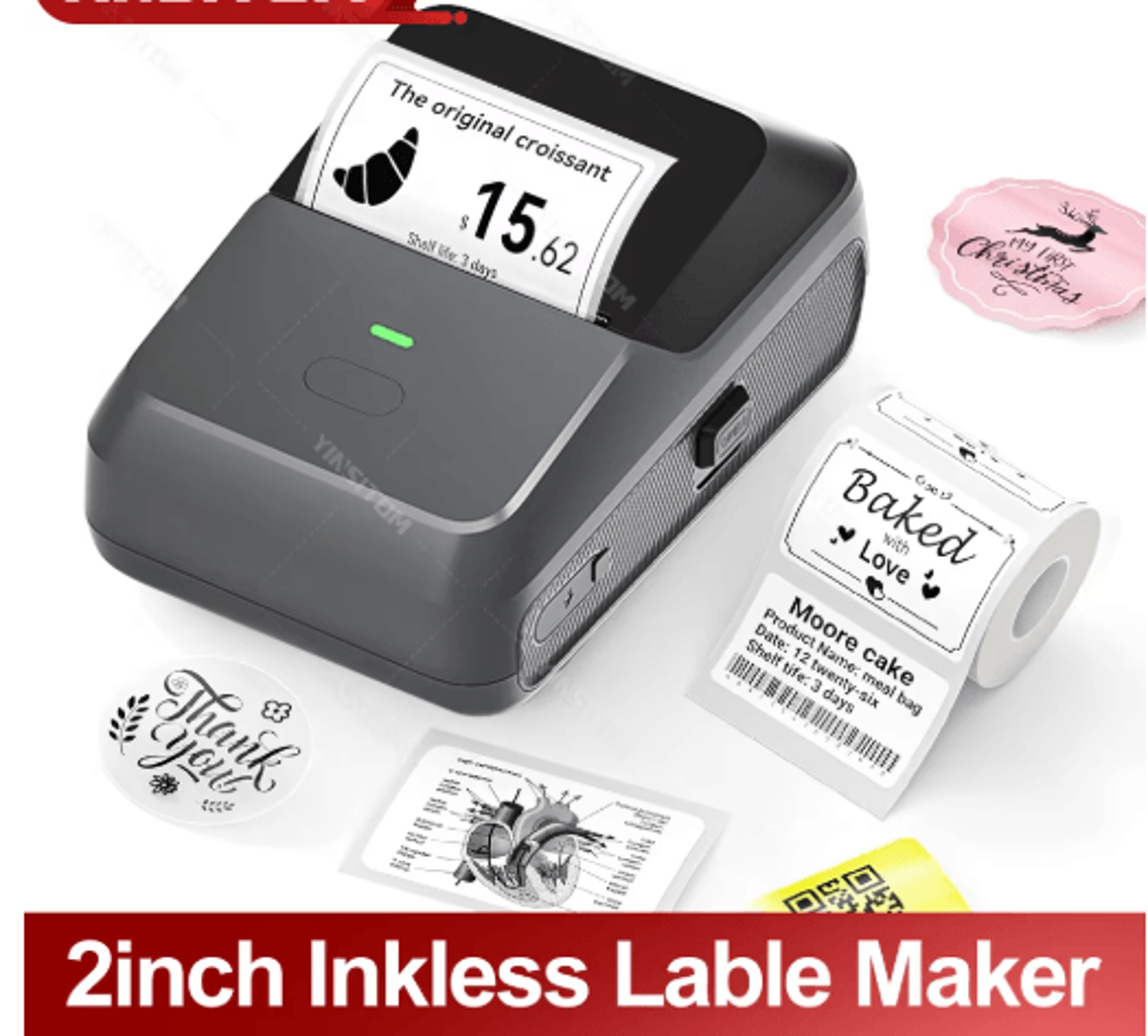 mini bluetooth thermal label printer – portable barcode & price sticker maker for android and ios