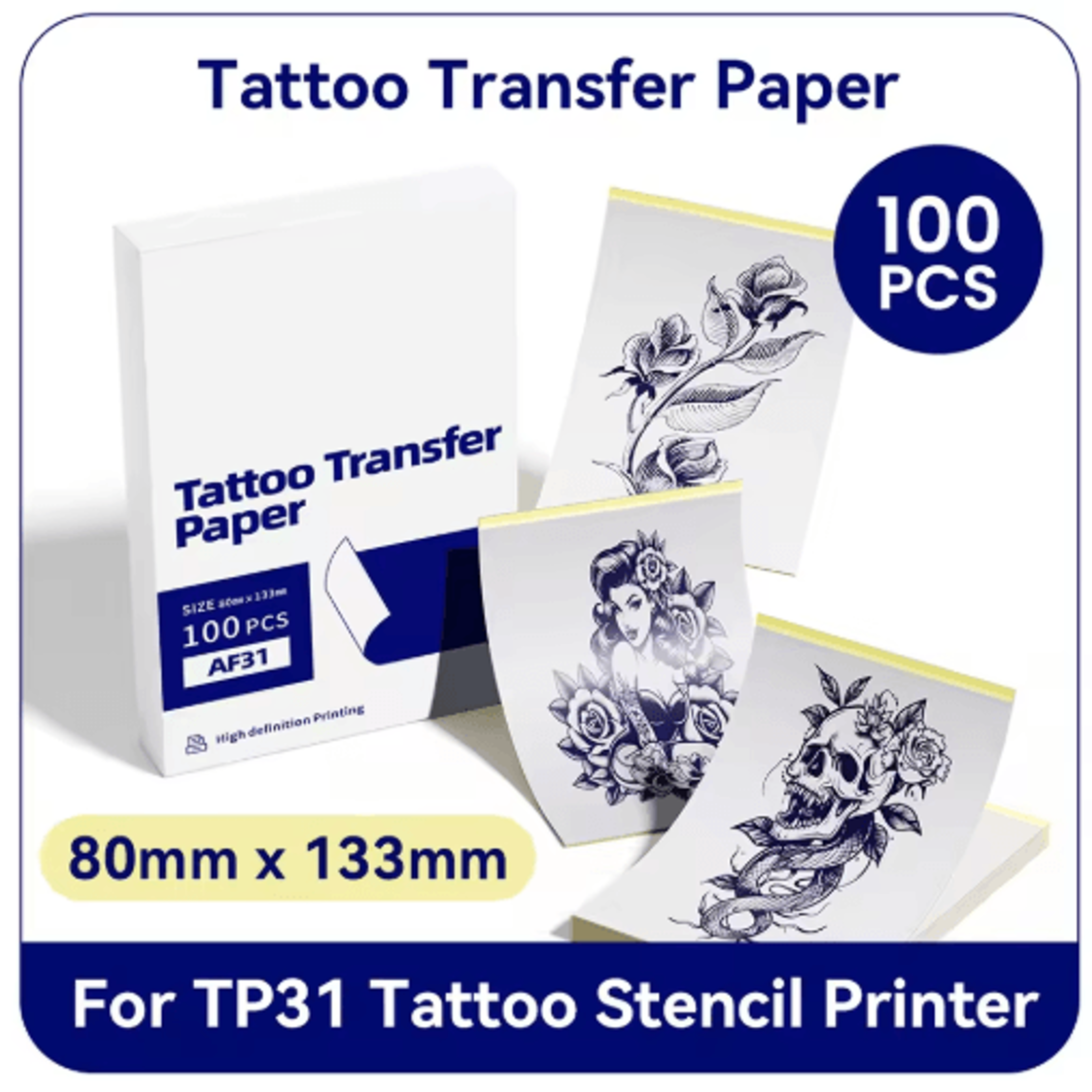 100pcs tattoo stencil transfer paper – 80 x 133mm thermal paper for tp31 tattoo printer