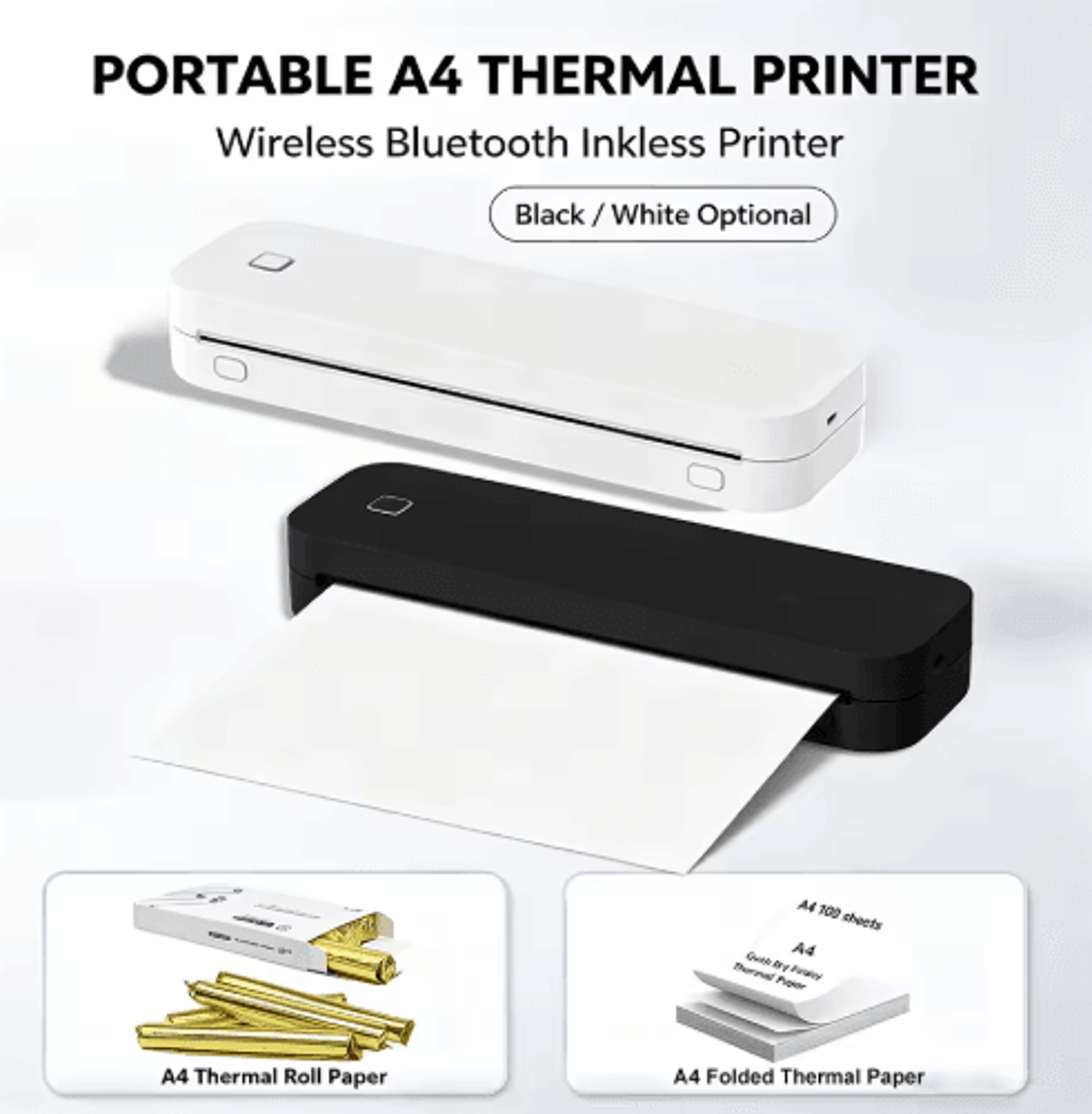 portable a4 bluetooth thermal printer – wireless inkless document & tattoo stencil printer