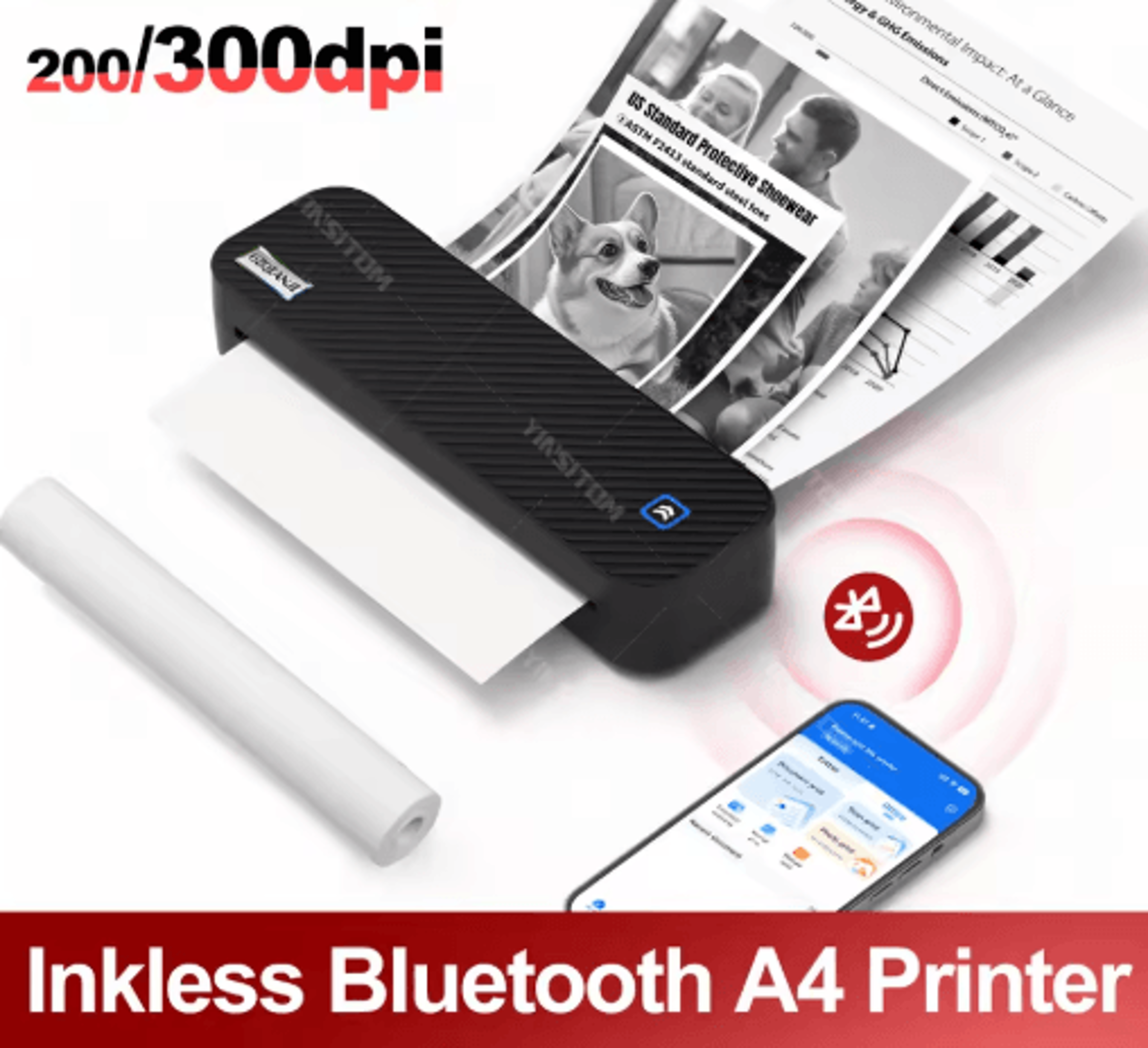 portable bluetooth thermal printer – wireless inkless a4 & us letter travel printer